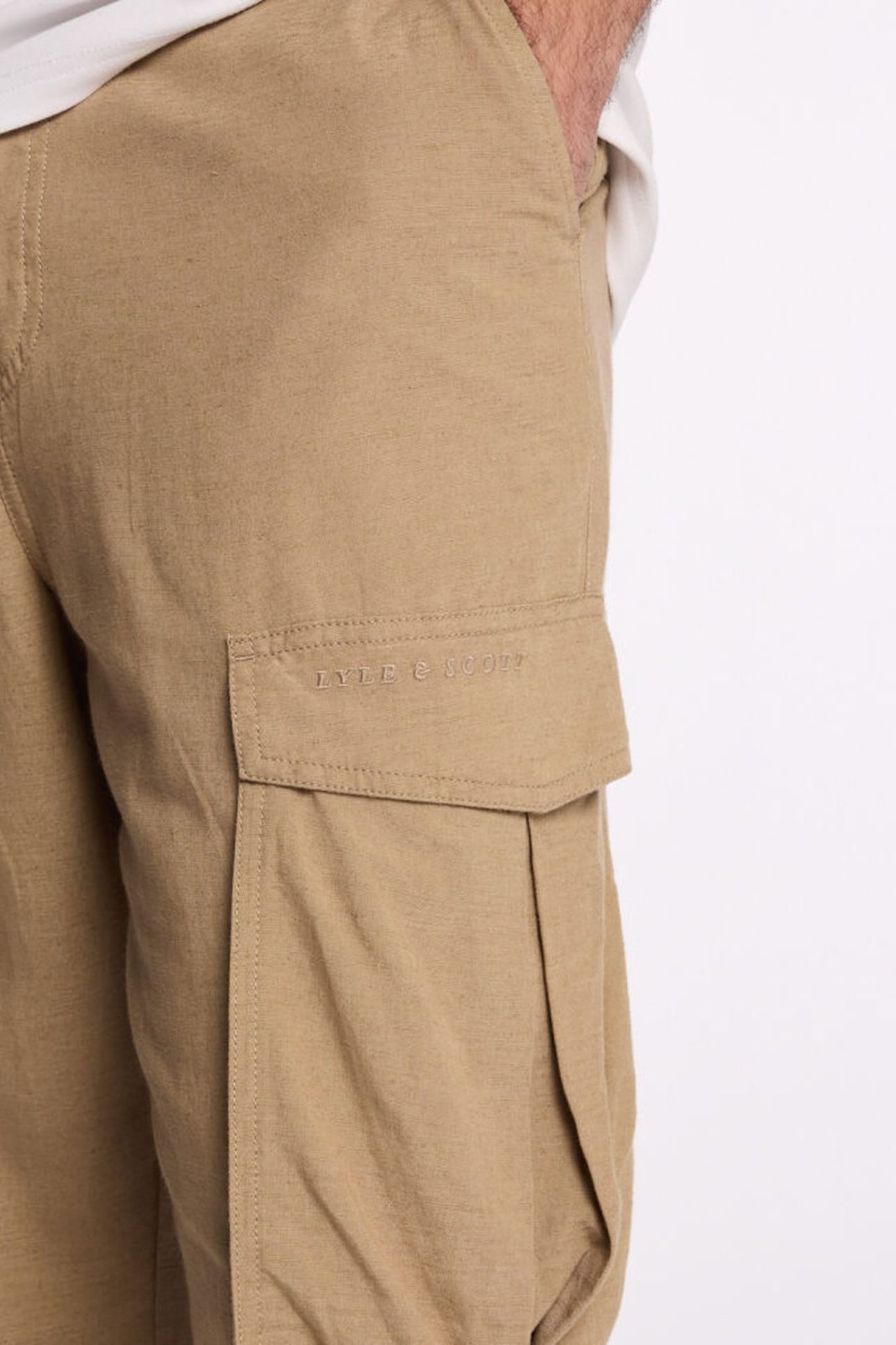 COTTON LINEN CARGO TROUSERS DESERT TAUPE 5