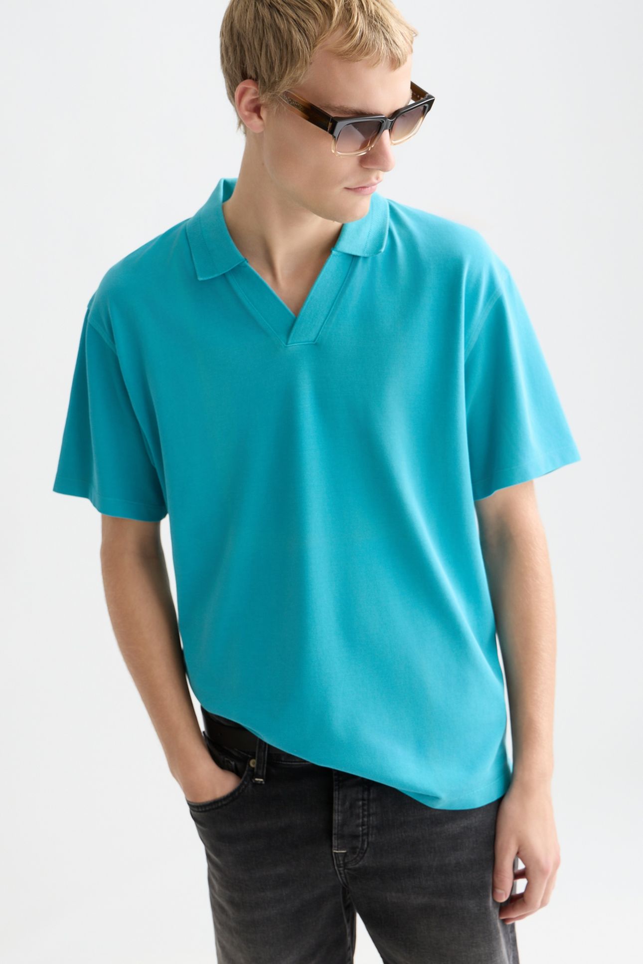 3 CROSSES PIQUE RELAXEDFIT GARMENTDYED POLO NAVY 6