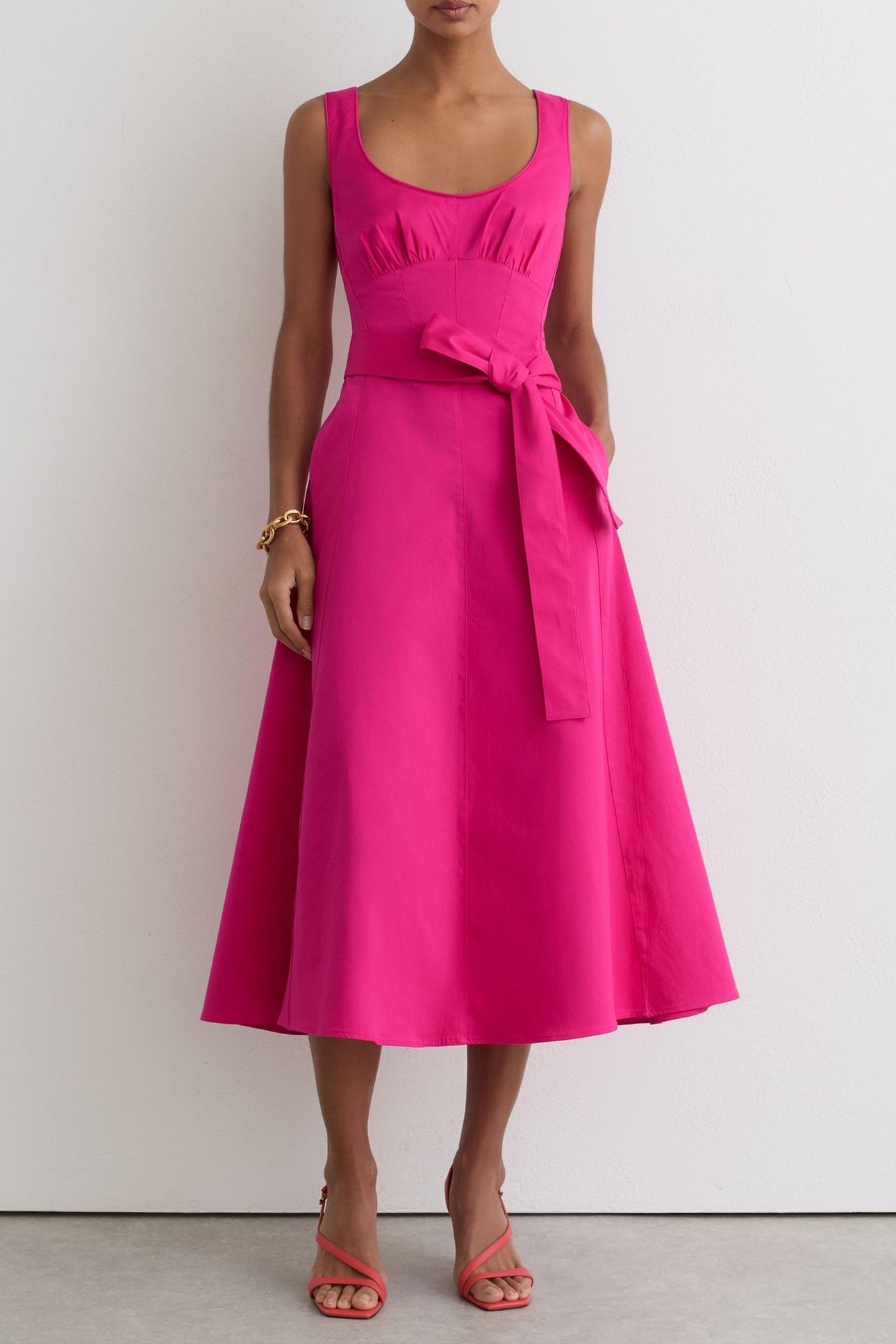 BELTED MIDI DRESS PINK 1