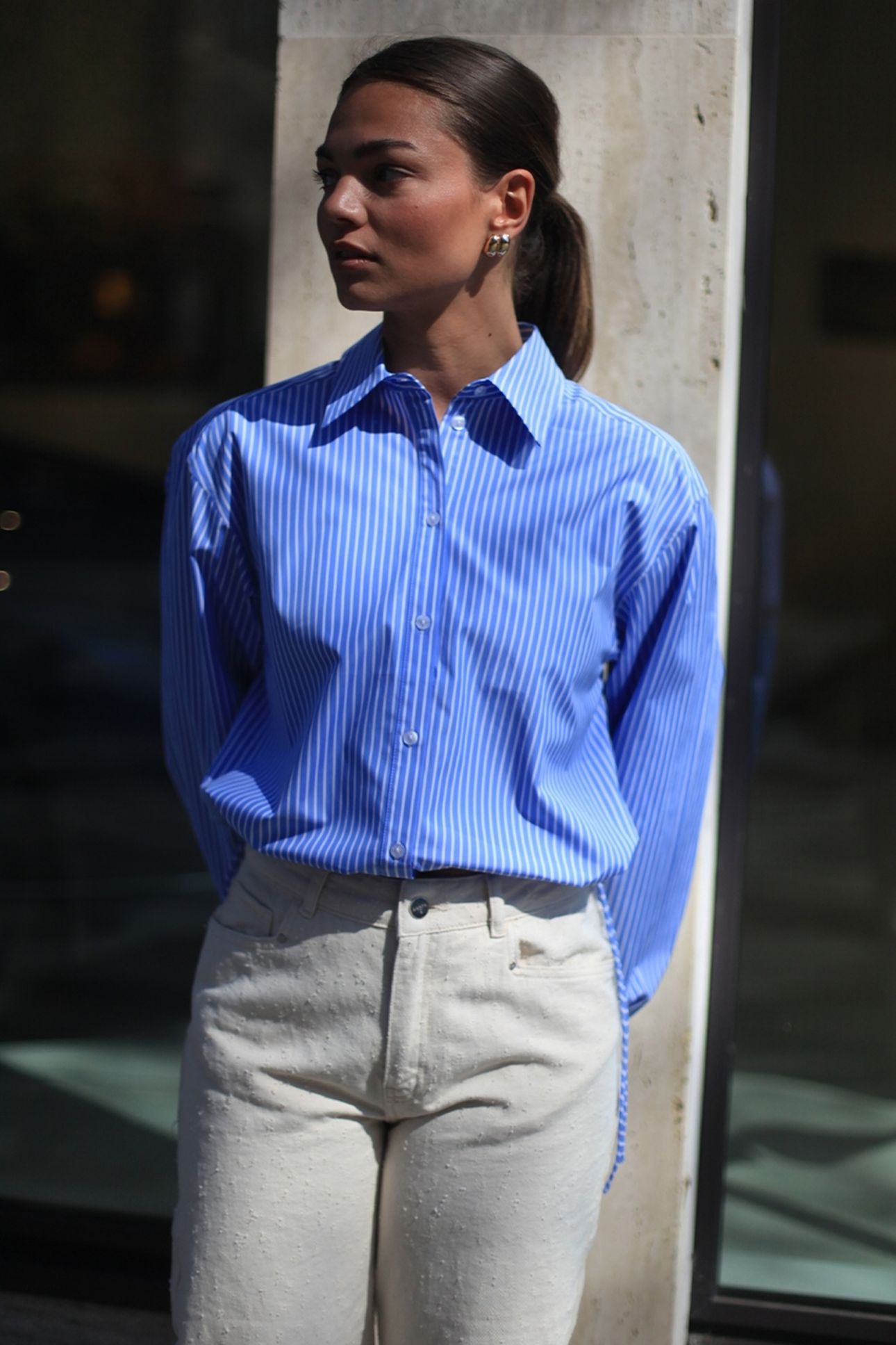 QWYNN STRIPE DRAWSTRING SHIRT SKY BLUE 8