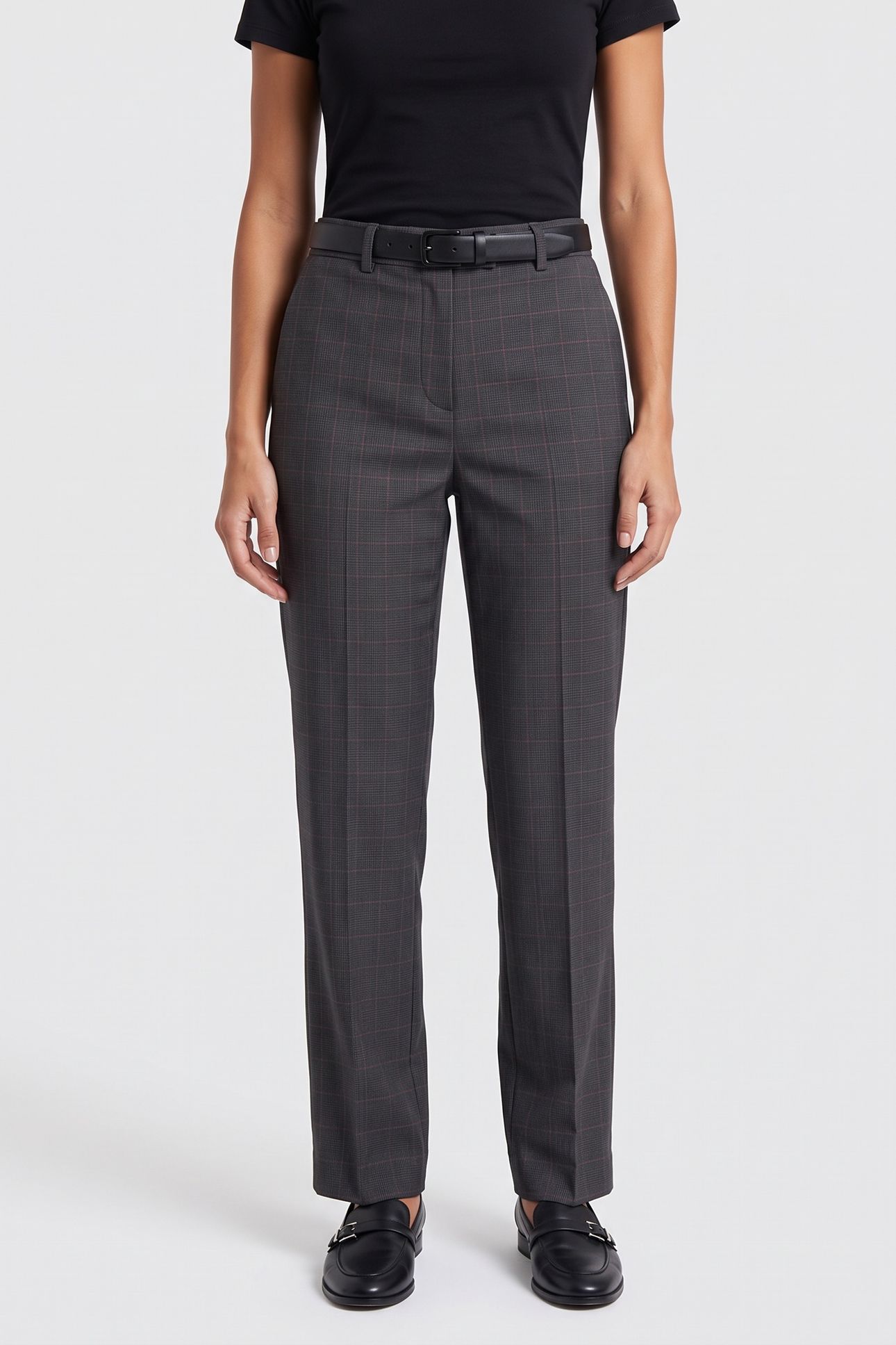 HOUNDSTOOTH WOOL TROUSERS MAGENTA 1