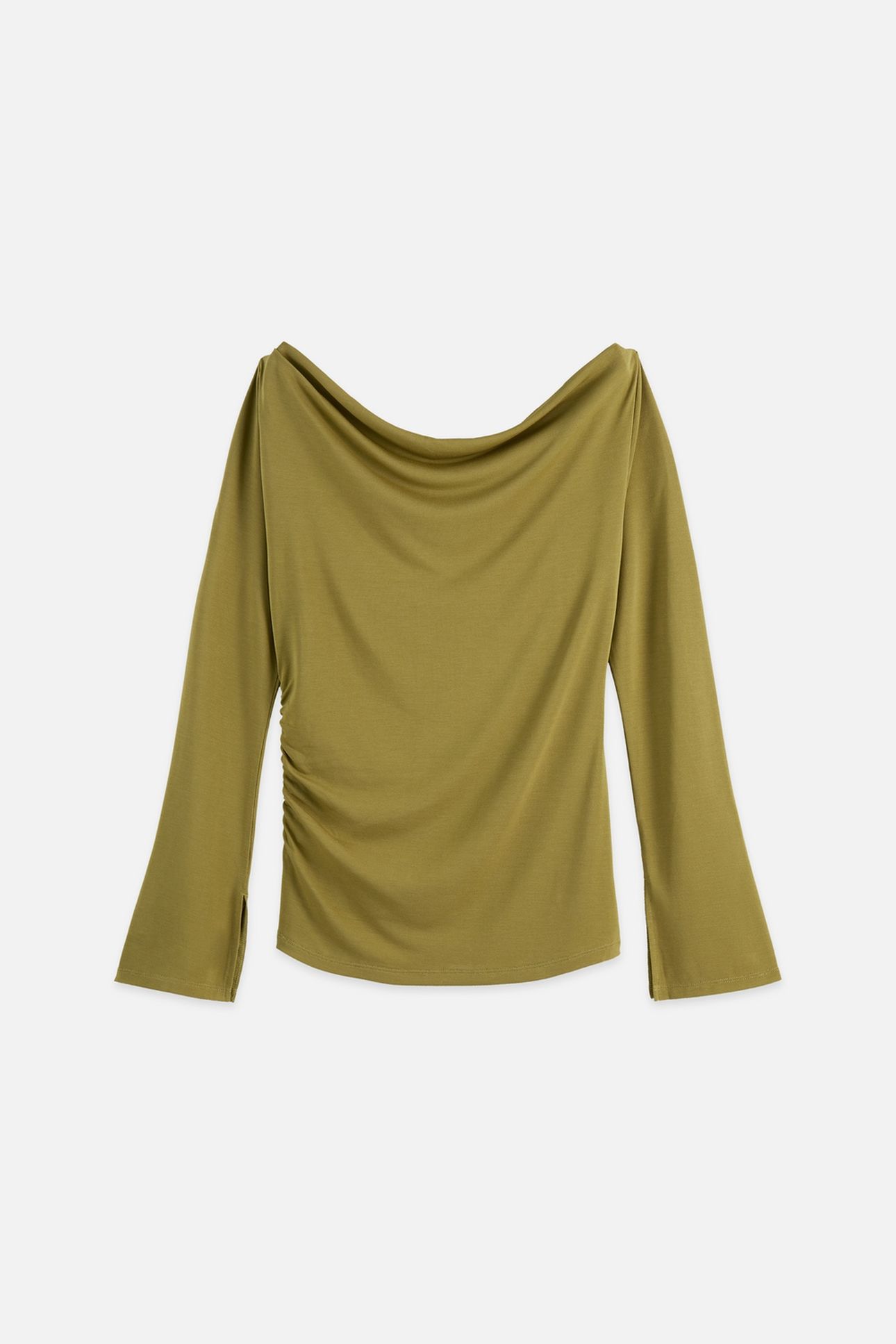 DRAPEY MODAL LONG SLEEVE T-SHIRT GREEN MOSS 2