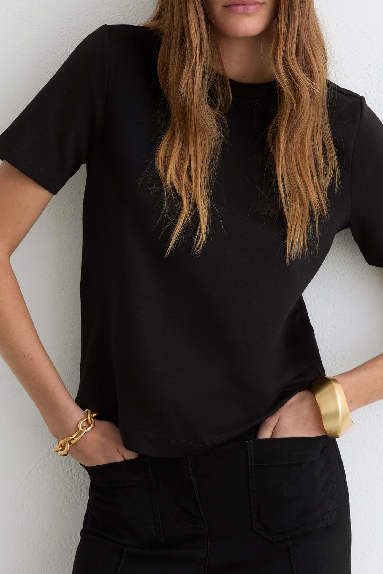 COTTONS CREW NECK TEE BLACK 2