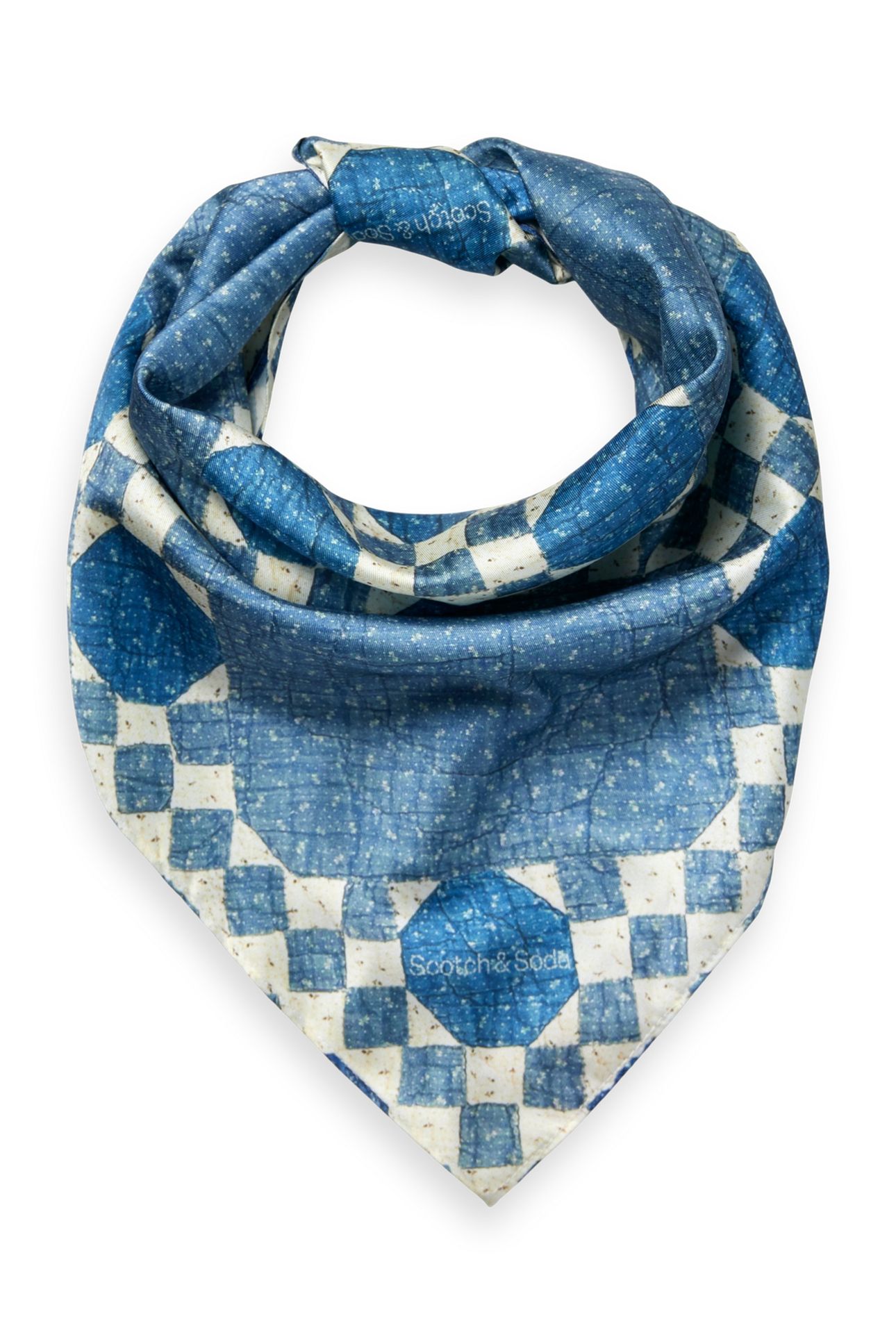 HEIRLOOM QUILT PRINT FOULARD NAVY / WHITE 1