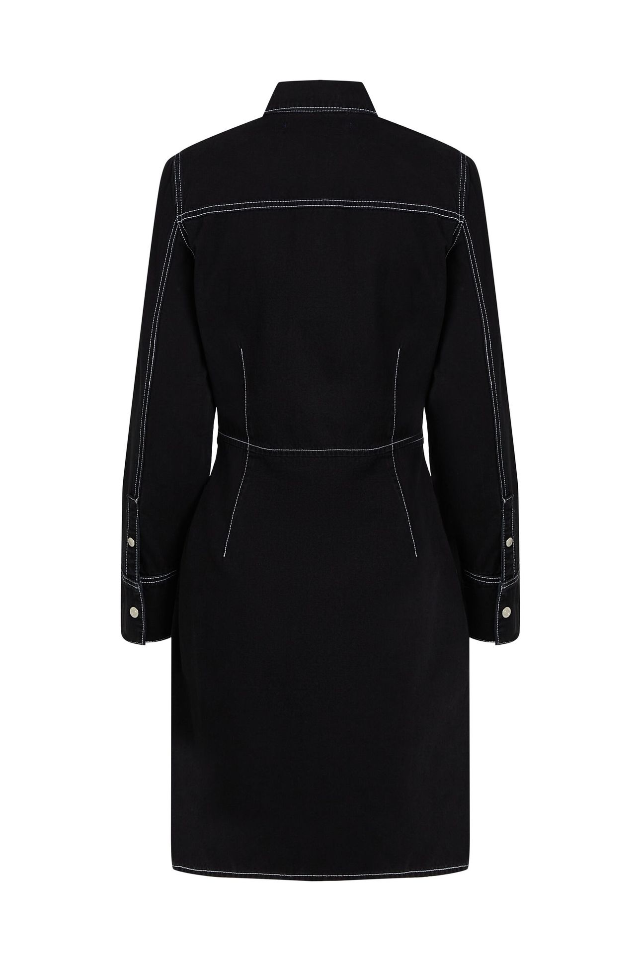 KLJ LSLV CONTRAST DENIM DRESS MINIMAL WASHED BLACK 2