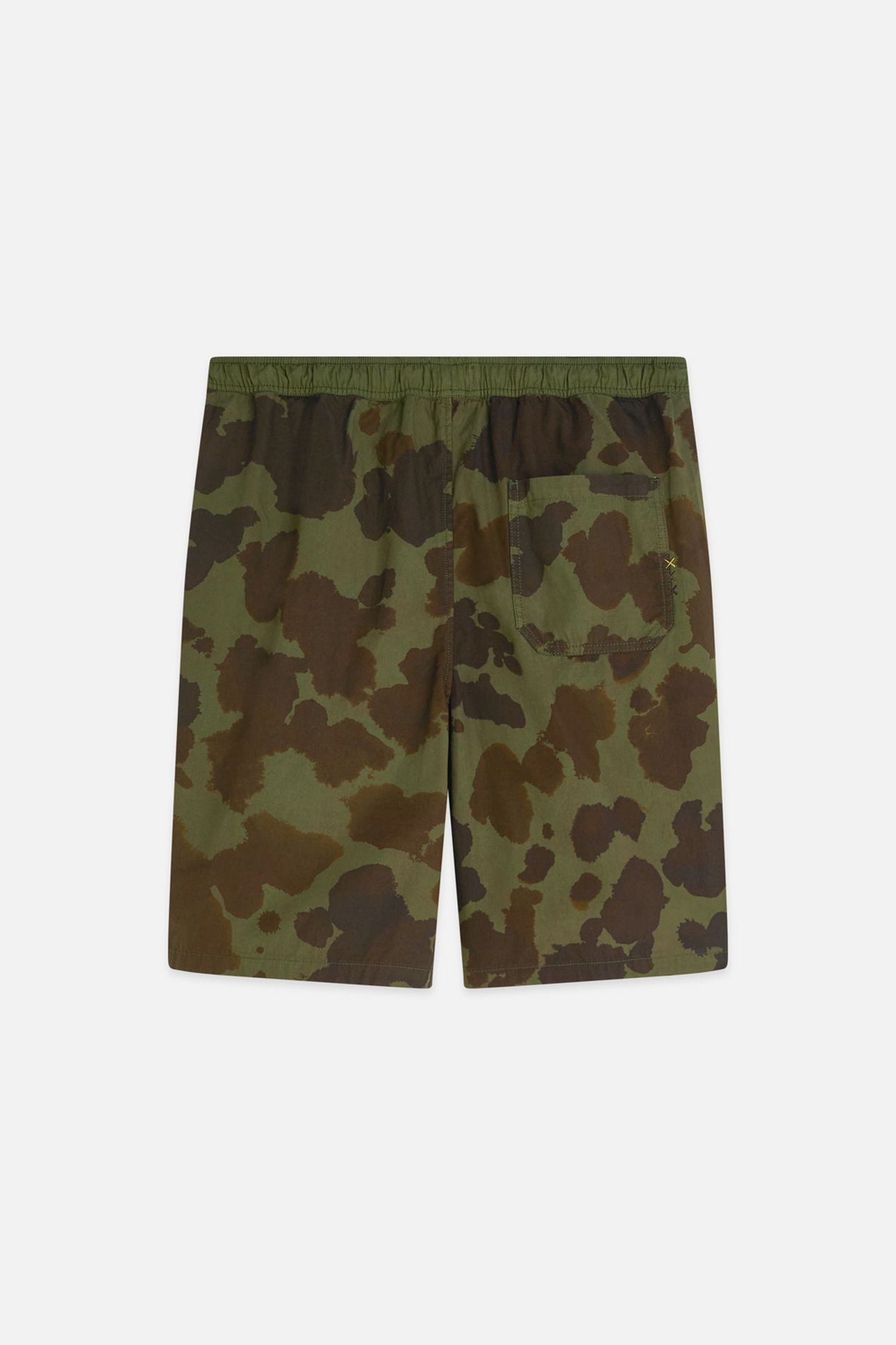 PRINTED WASHED POPLIN LOOSEFIT BERMUDA SHORTS DARK GREEN 2