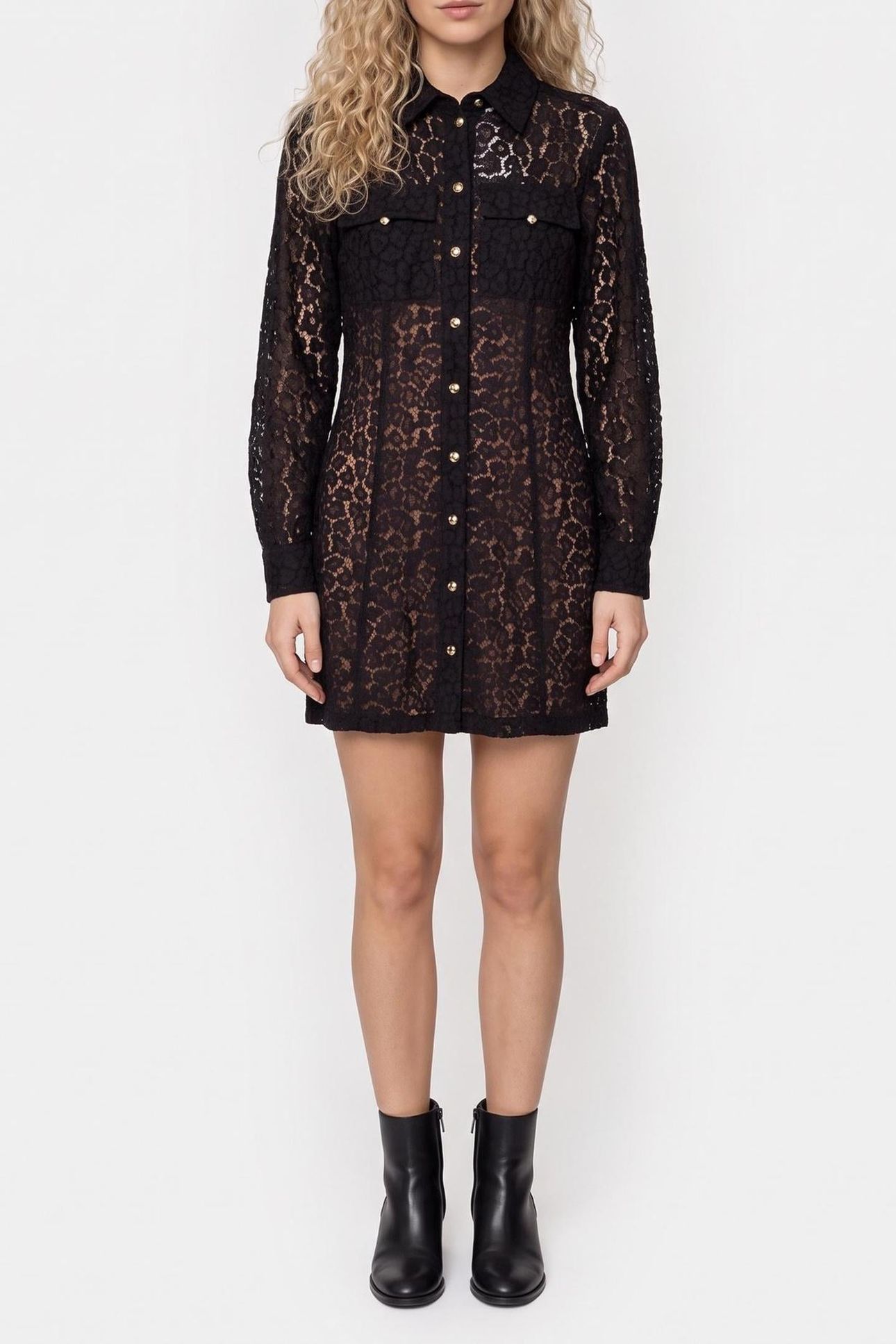 ANIMAL LACE SHIRT DRESS BLACK 1