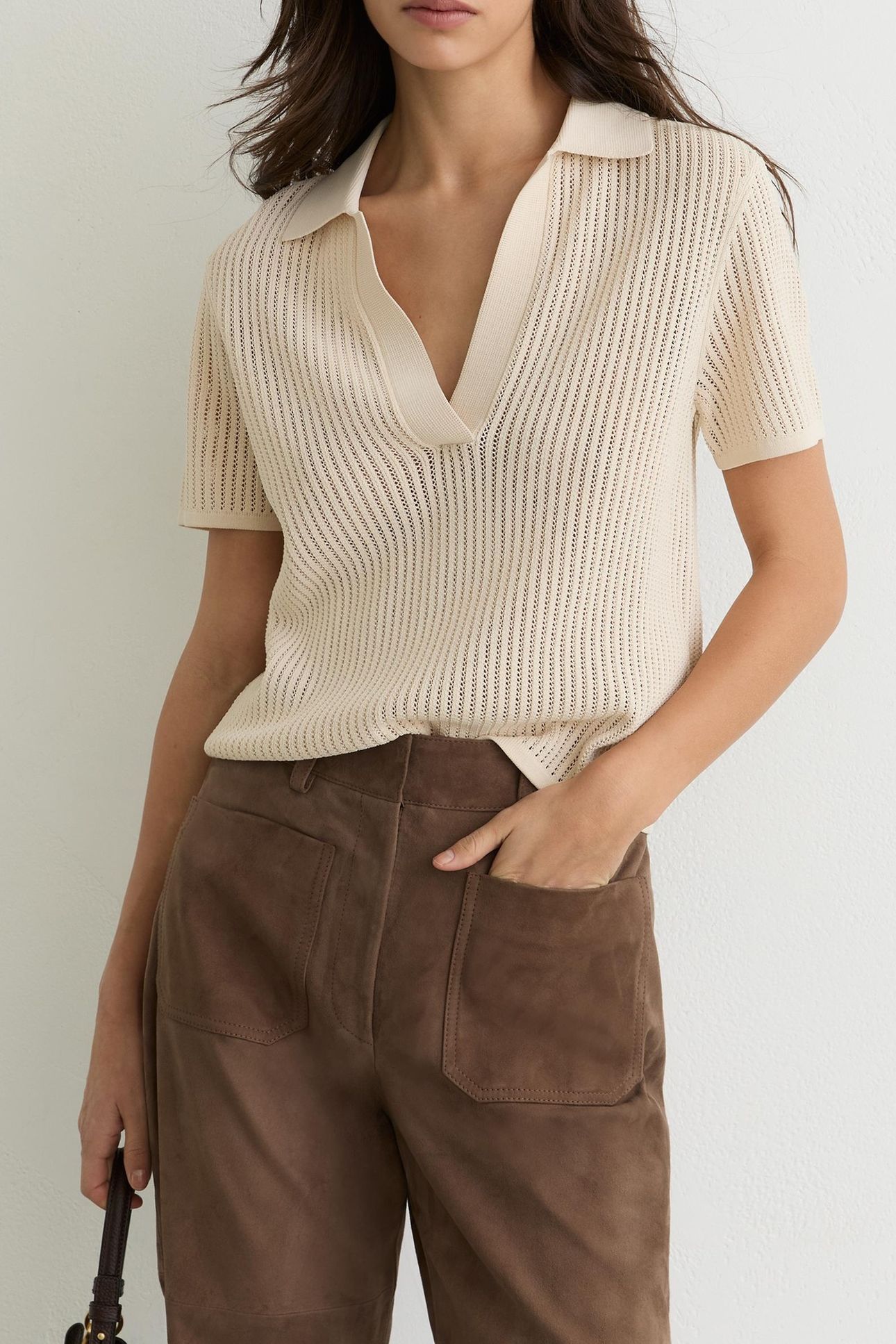 SUEDE FLARE TROUSER TAUPE NEUTRAL 2
