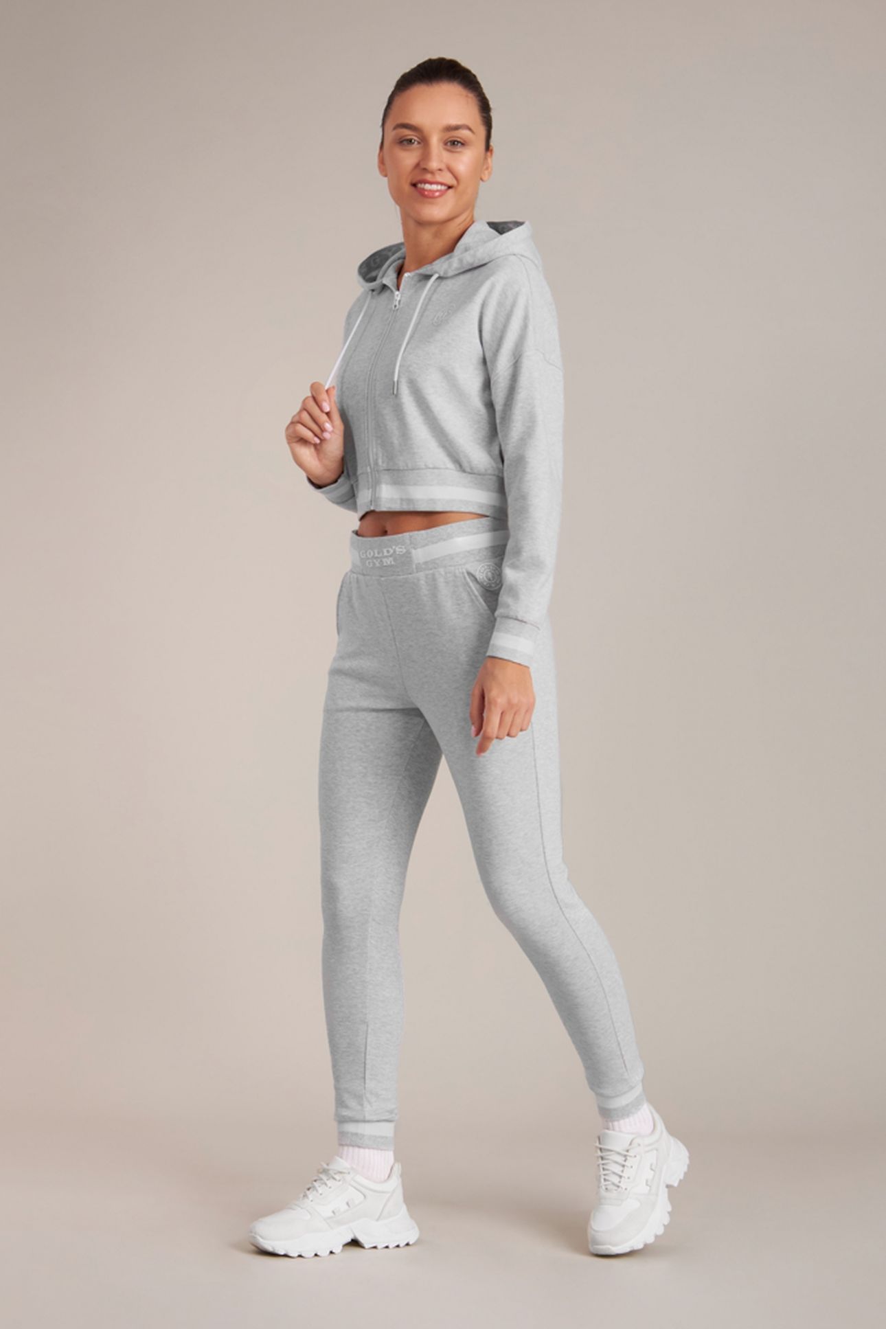 LADIES CROPPED HOODIE GREY 1