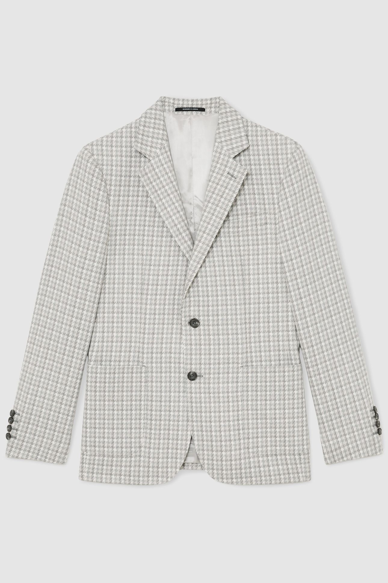 SB 2B NOTCH DOGTOOTH CHECK BLAZER SOFT GREY 4