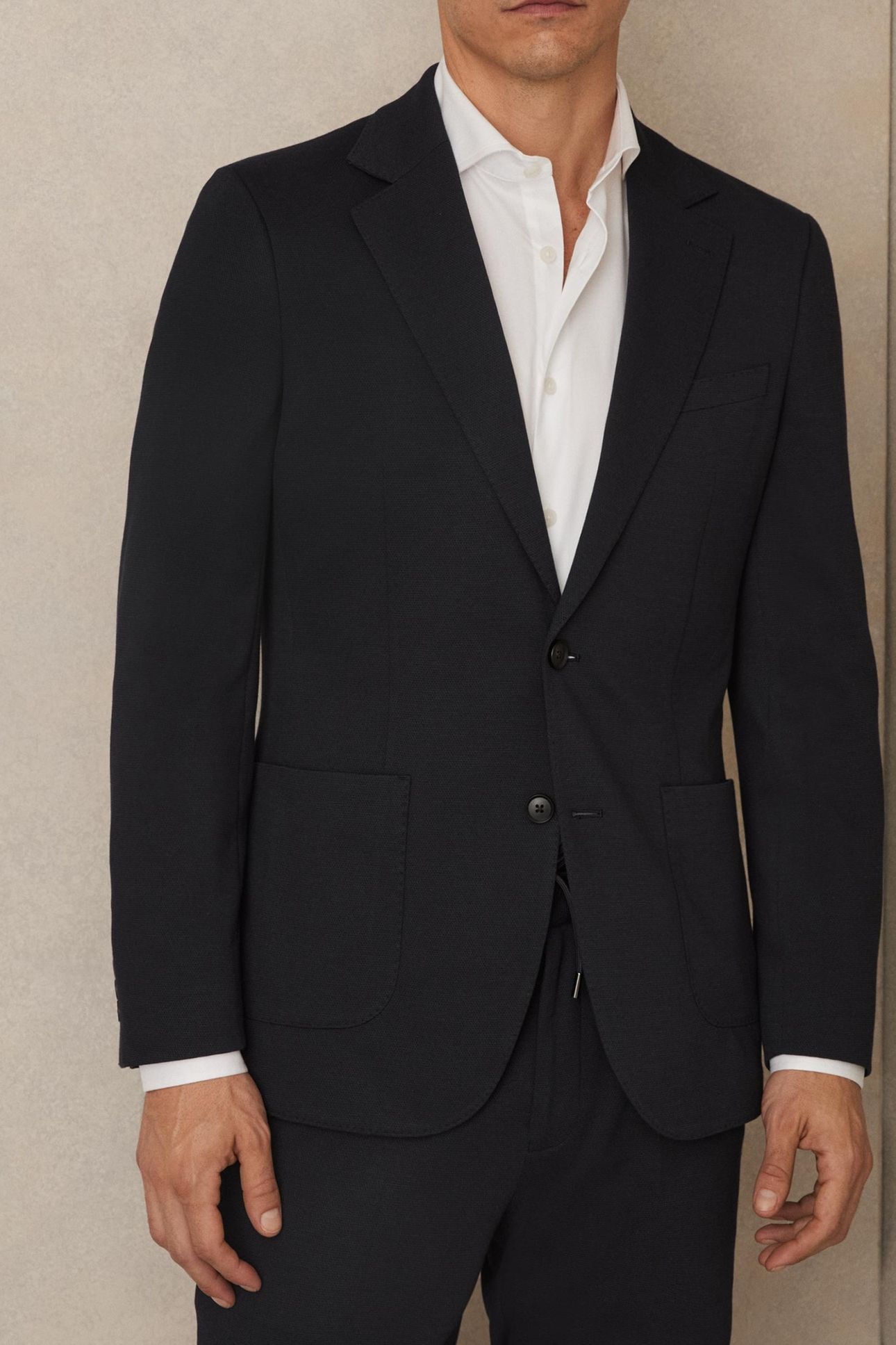 SB 2B NOTCH TEXTURED JERSEY BLAZER NAVY 1