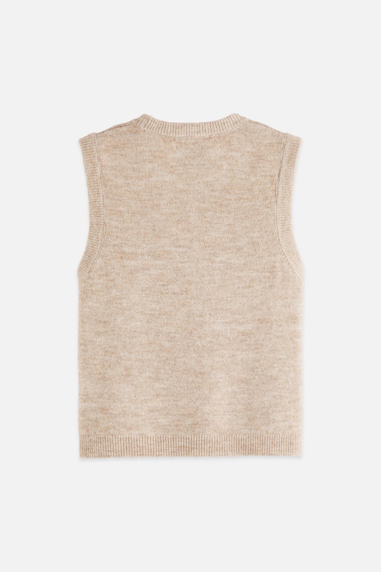 EMBROIDERED CREW NECK KNITTED TANK OATMEAL MELANGE 5