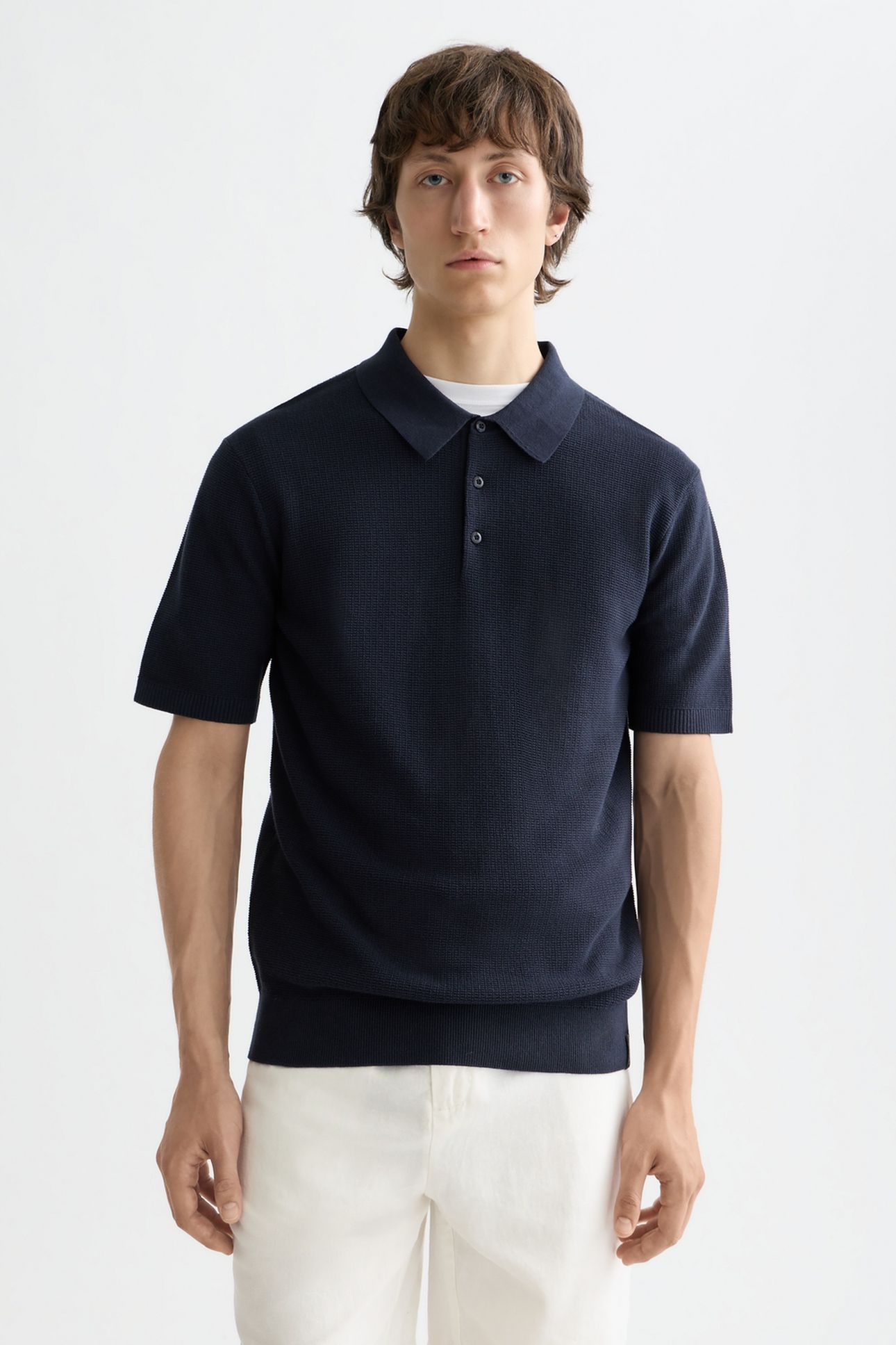 CORE - STRUCTURED KNITTED REGULAR-FIT POLO NAVY 1