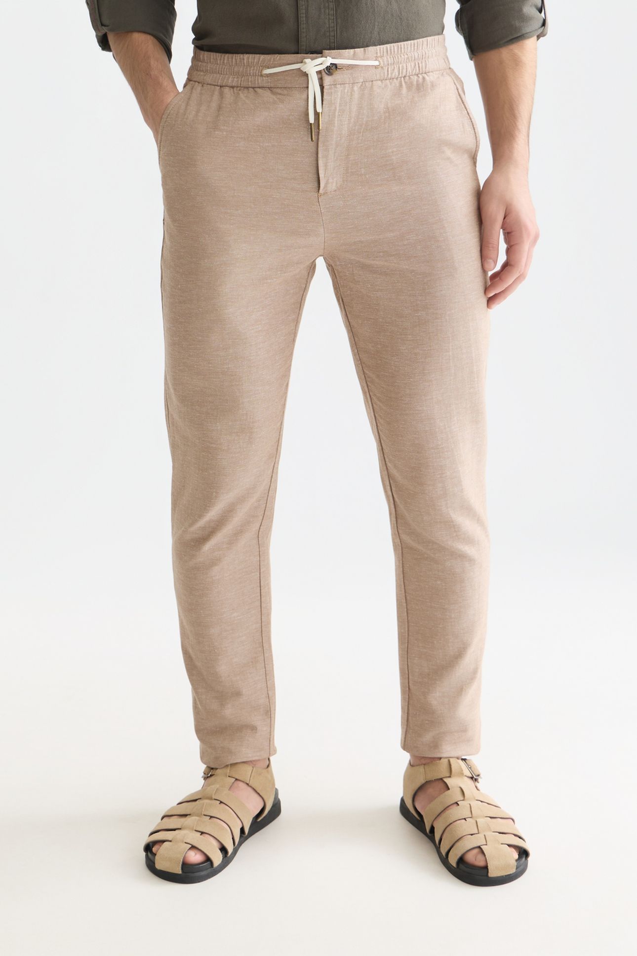 SEASONAL CORE WARREN COTTON LINEN JOGGER LT PASTEL BROWN 1