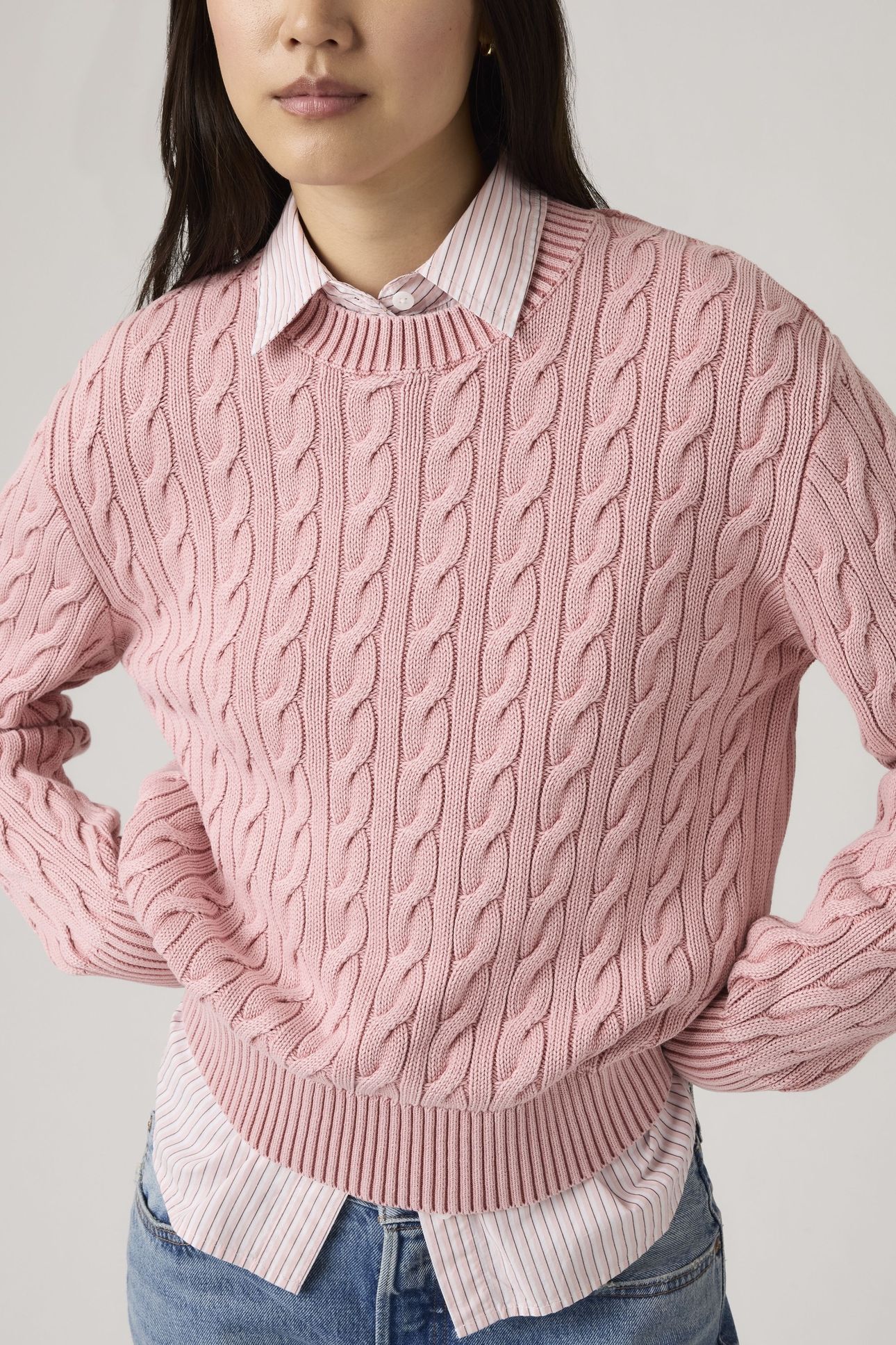 BOYFRIEND CABLE CREWNECK PULLOVER 6