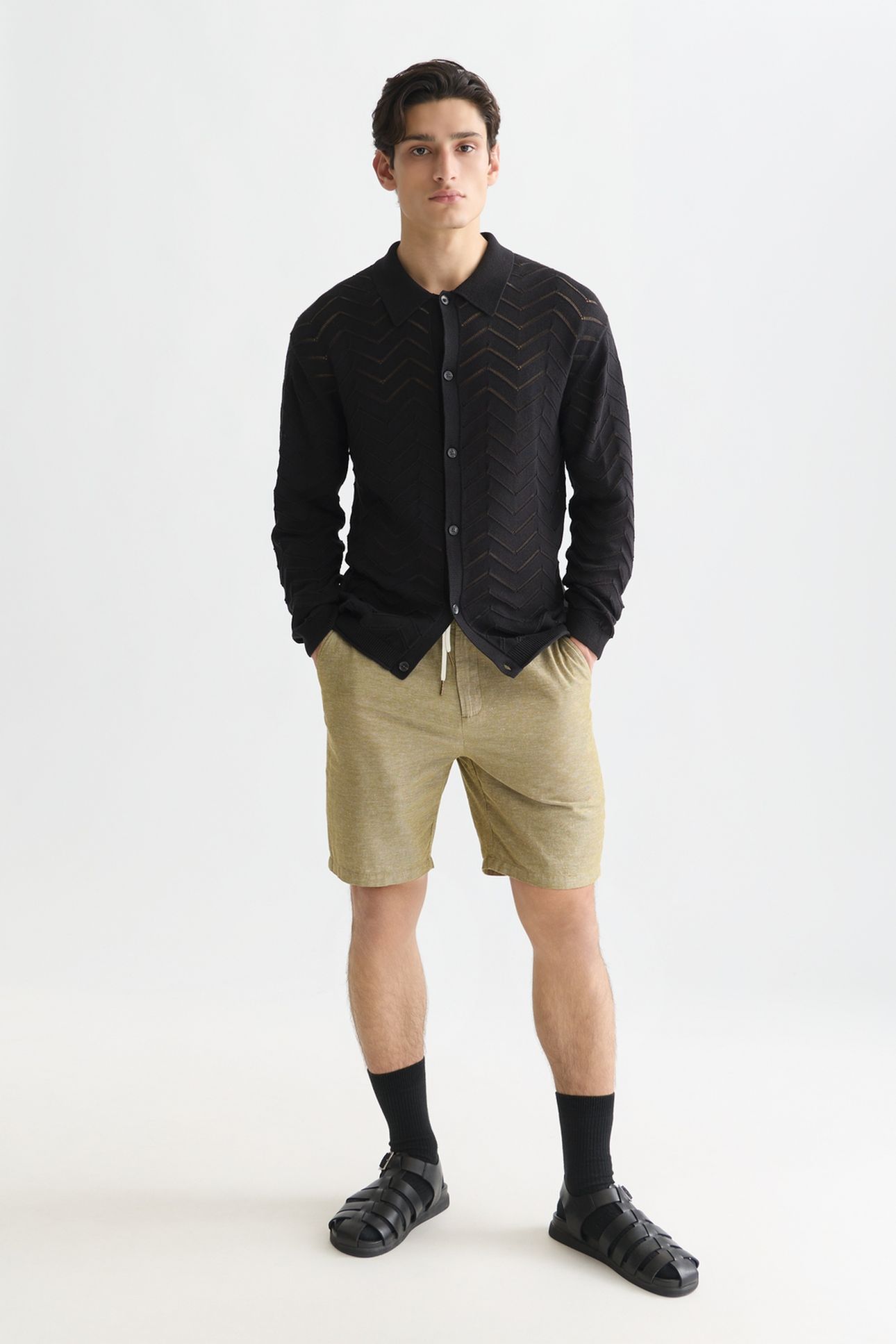 SEASONAL CORE FAVE COTTON LINEN REGULAR-FIT CHINO SHORTS DAR 3
