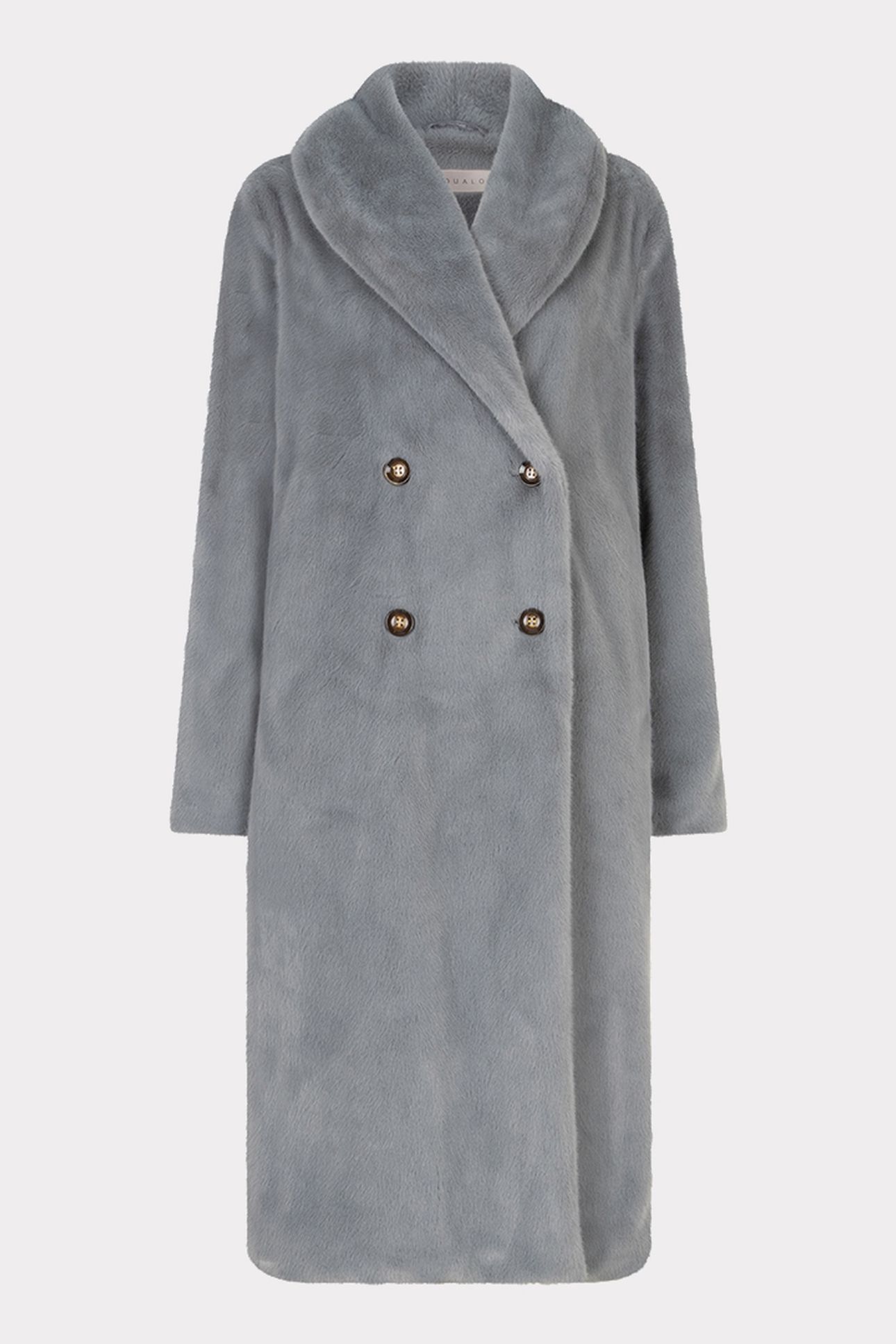 COAT SHAWL COLLAR FAKE FUR GREY 4