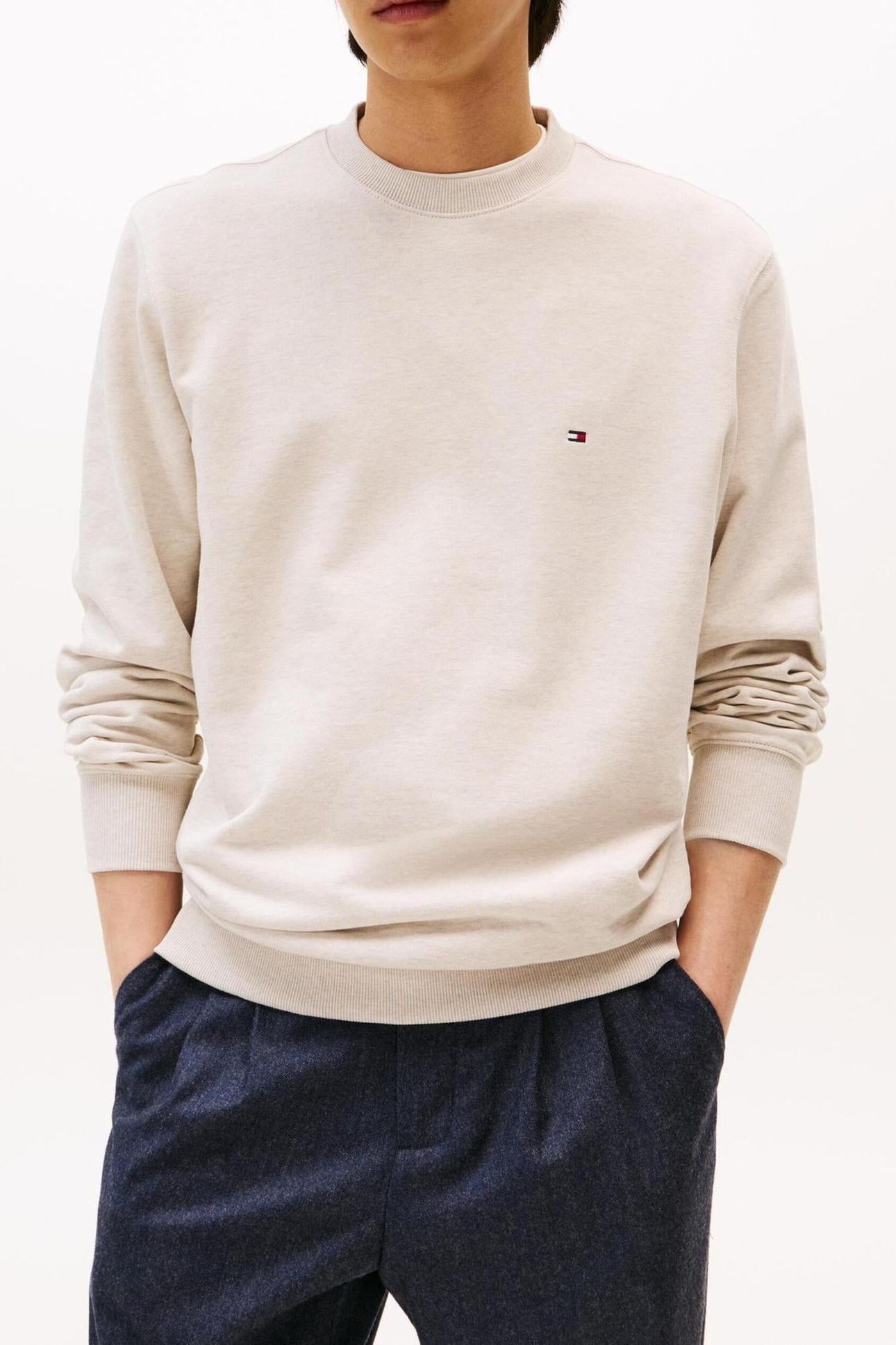 ESSENTIAL TERRY CREW HEATHERED OATMILK 1