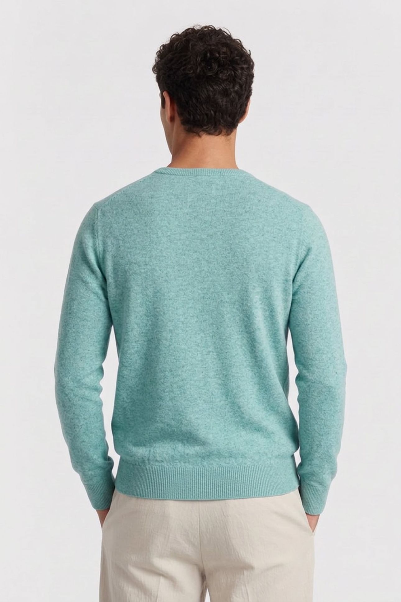 SLUB COTTON LINEN C-NECK OCEAN GREEN MELANGE 2