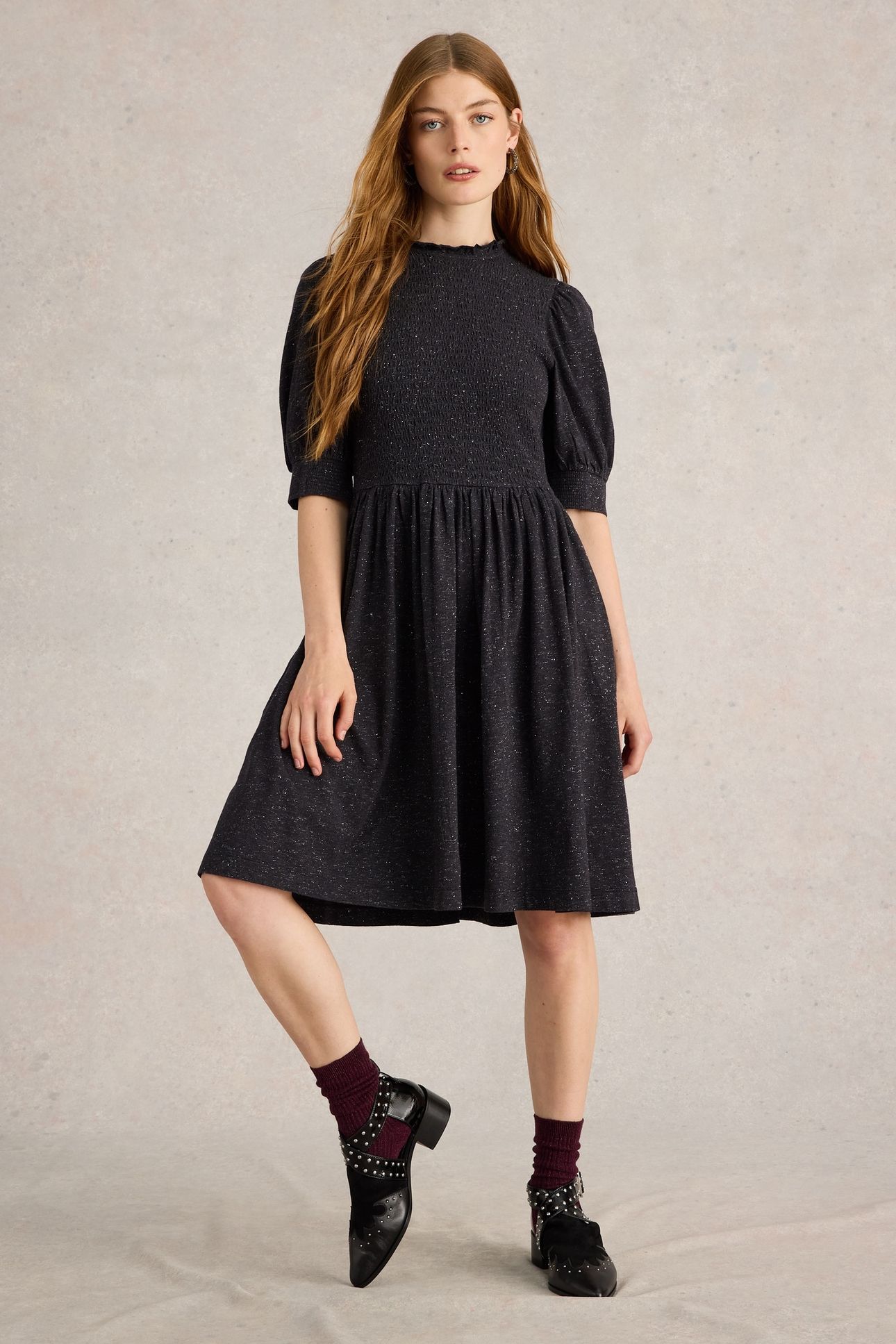 MOLLY SPARKLE JERSEY DRESS CHARC GREY 1