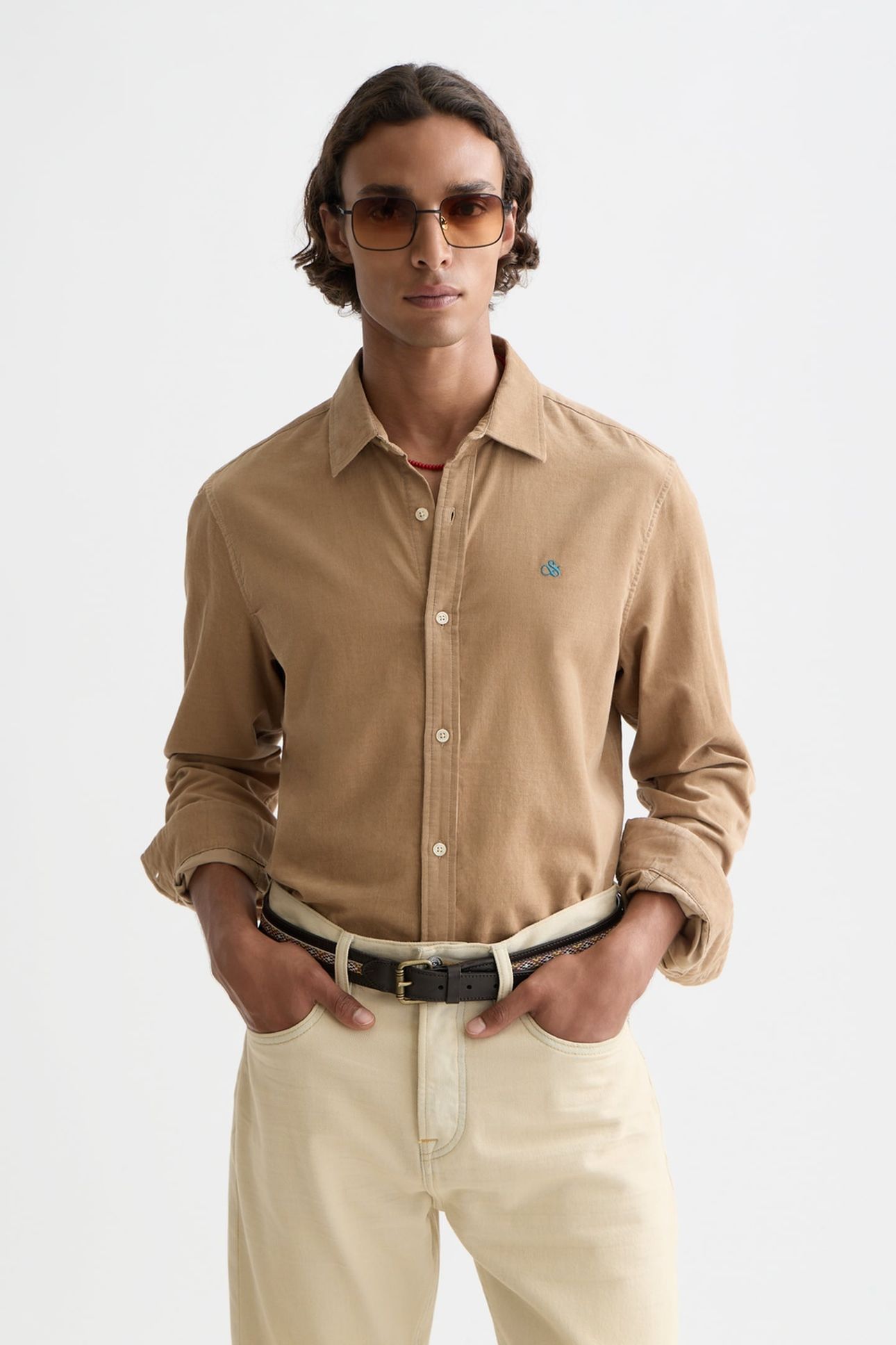LIGHTWEIGHT CORDUROY REGULAR-FIT SHIRT MEDIUM BEIGE 1