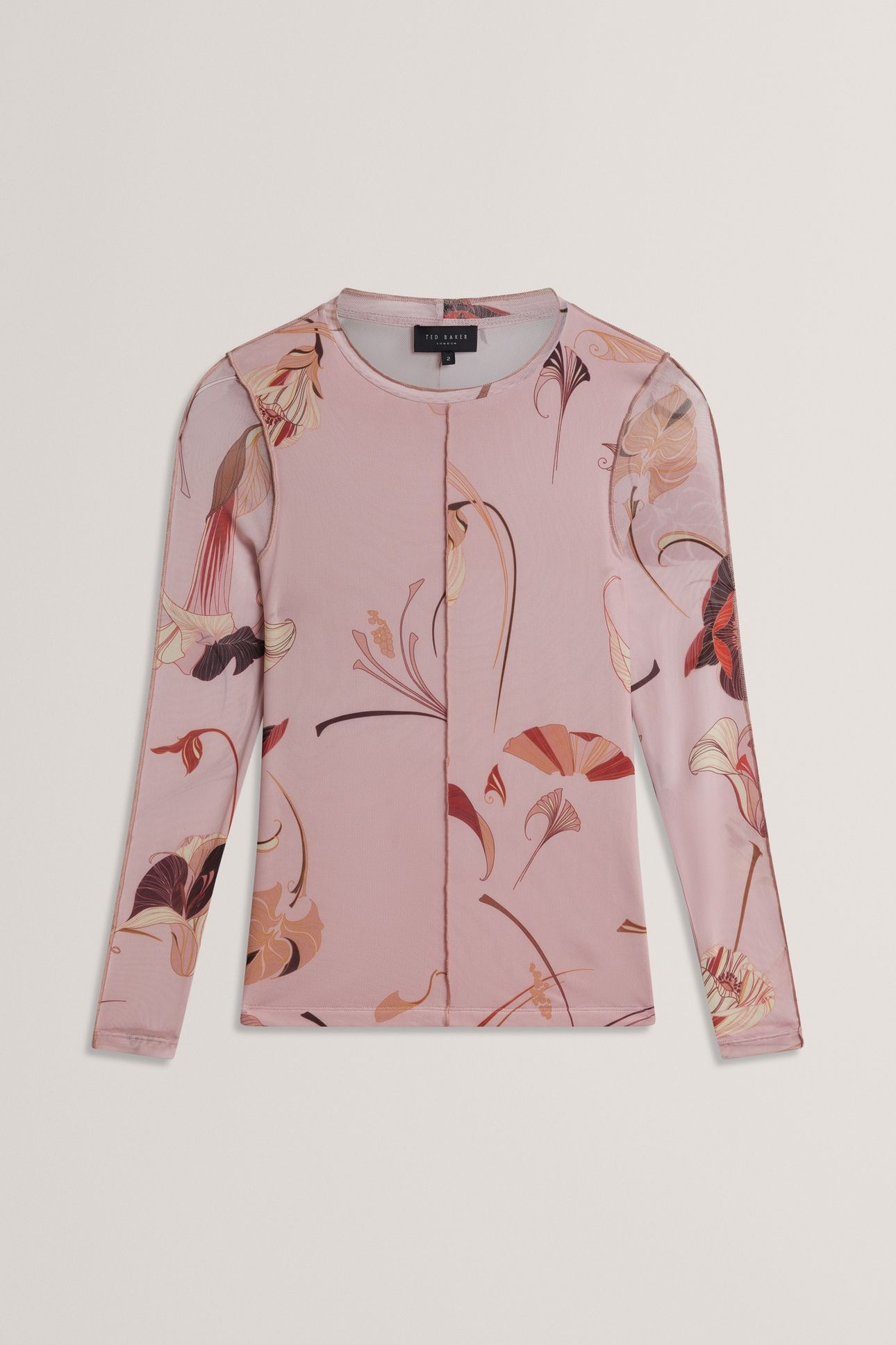 CREW NECK LONG SLEEVE JERSEY PRINTED TOP PINK 3