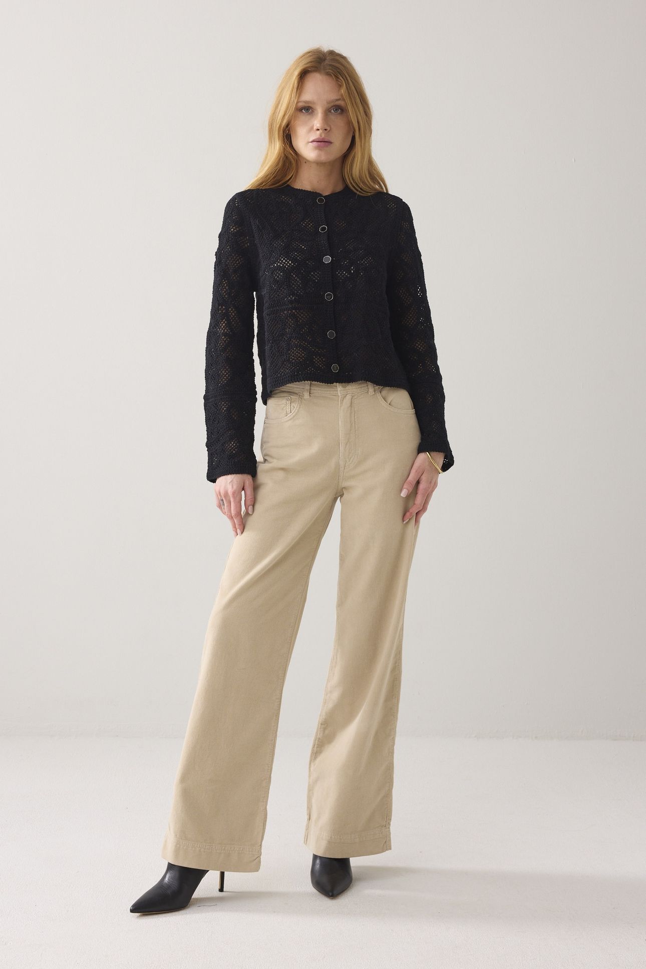 CARDIGAN MACRAME KNIT BLACKS 1