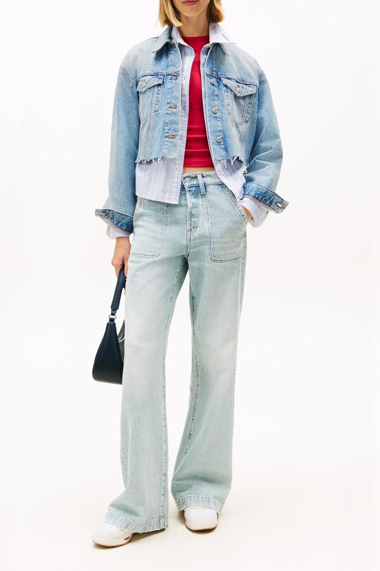 CROPPED TRUCKER JACKET RWB DENIM MID LIGHT BLUE 1