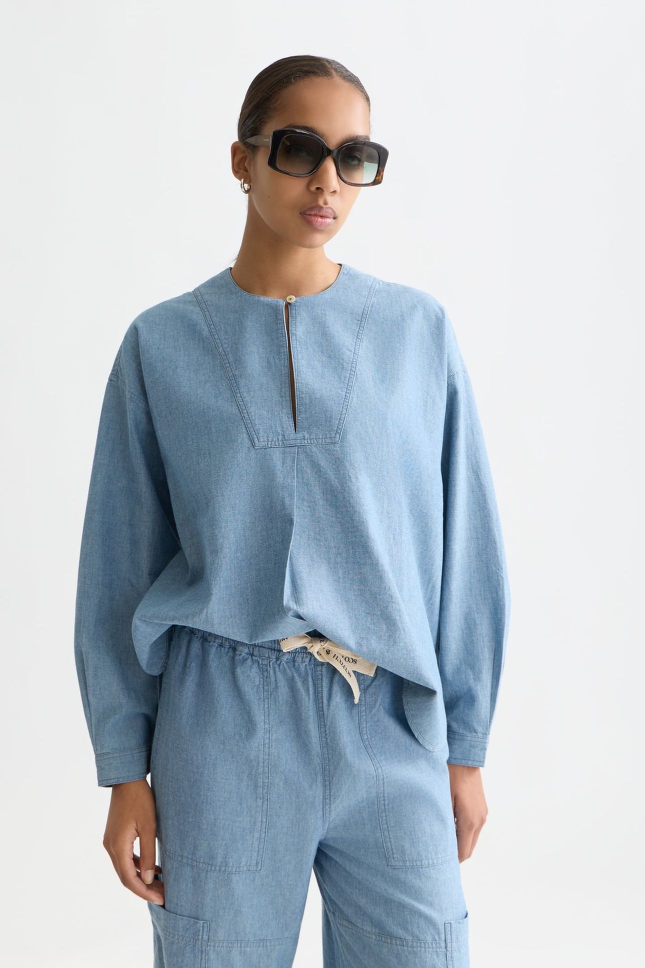 DENIM BIB SHIRT BLUE MOON 1