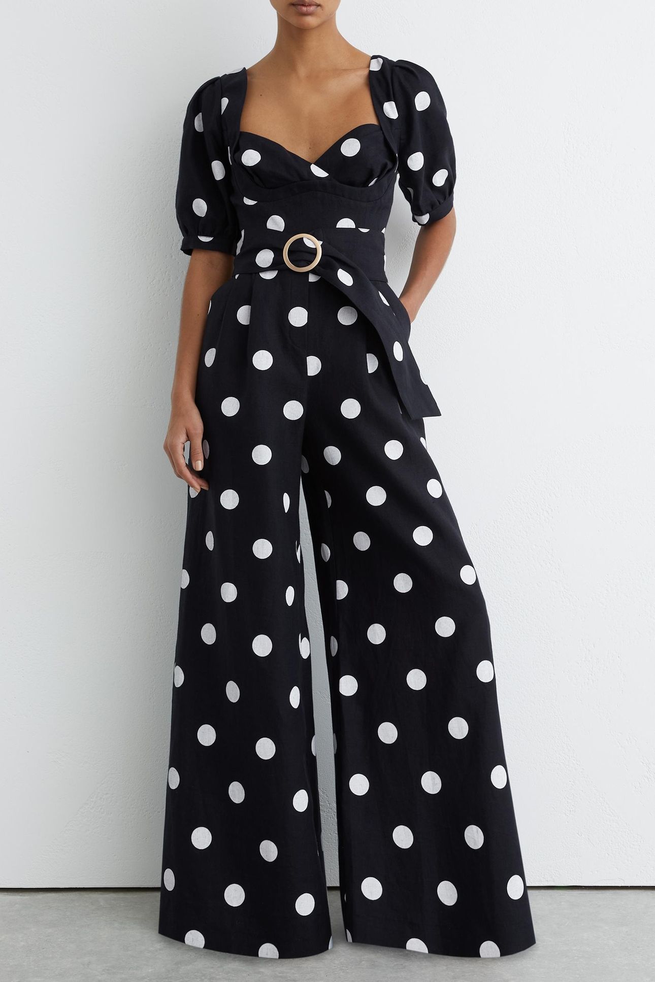 STRUCTURED POLKADOT JUMPSUIT NAVY/IVORY 2