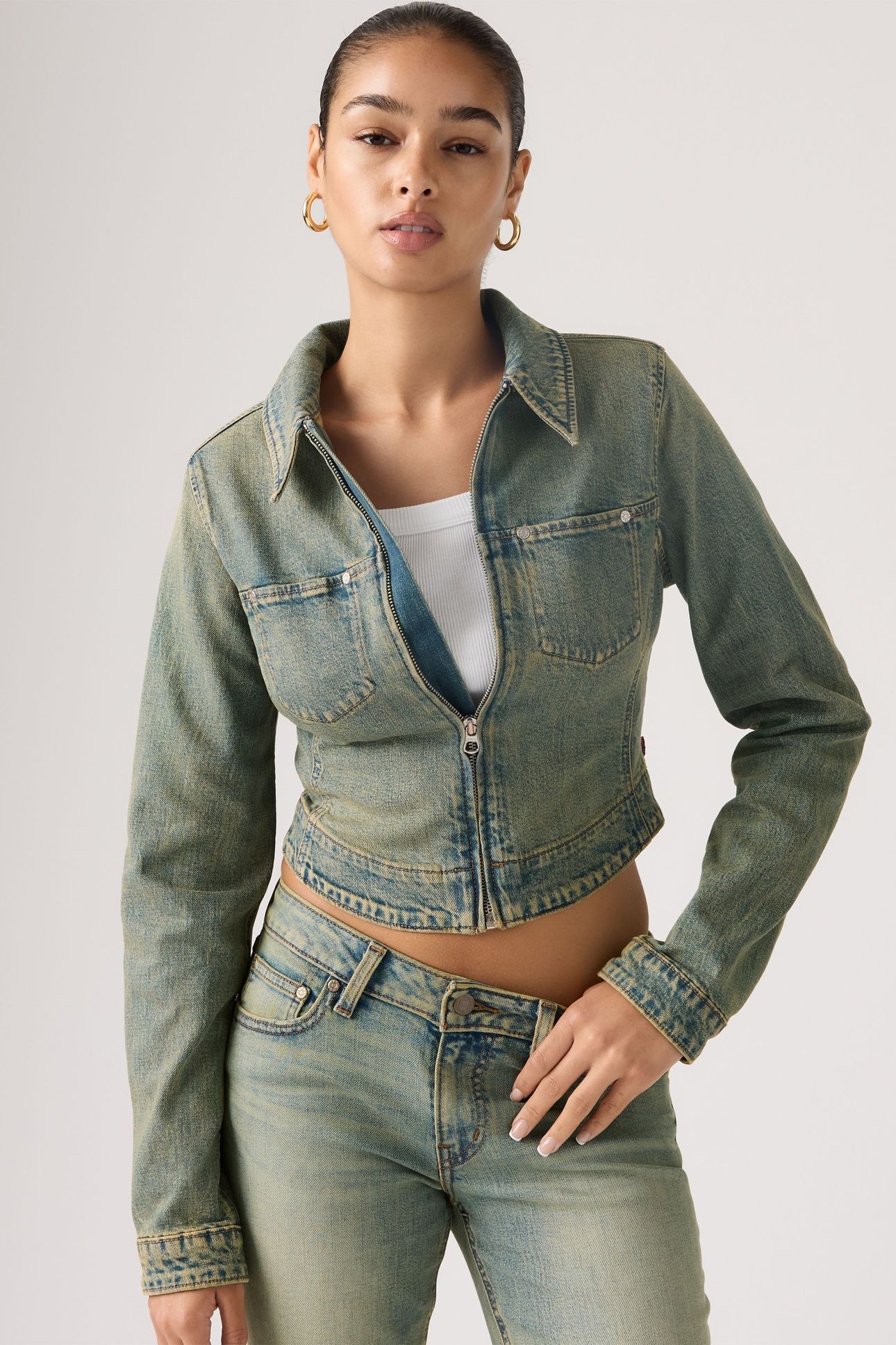 Y2K STRETCH FITTED TRUCKER JACKET 1