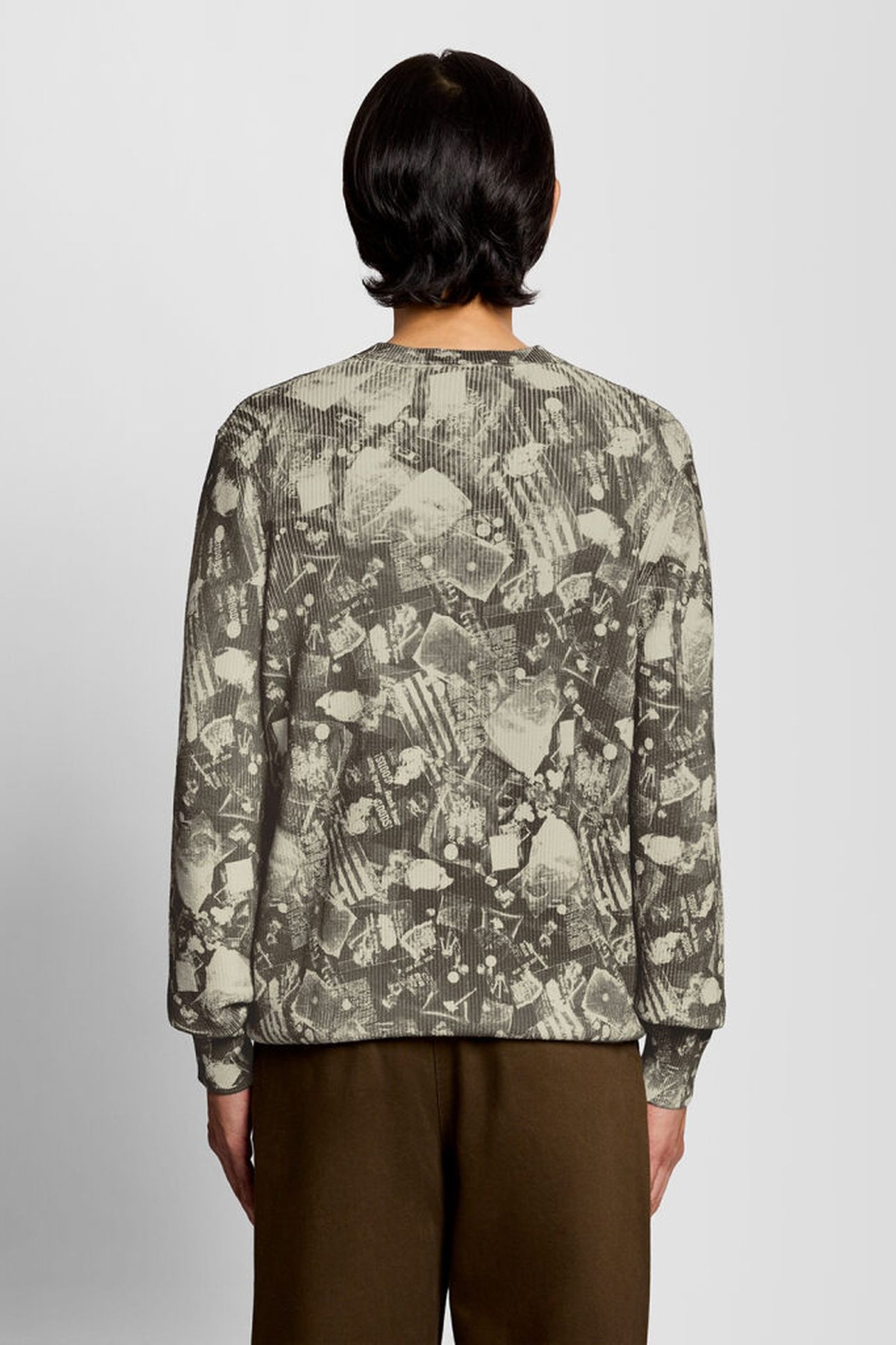 INDUSTRIAL PRINT CREW NECK JUMPER COLD GREY 2
