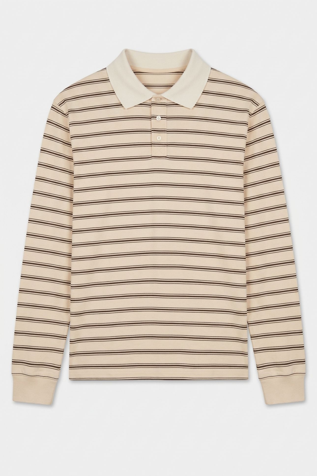 UNISEX POLO LONG SLEEVE STRIPED ECRU 5