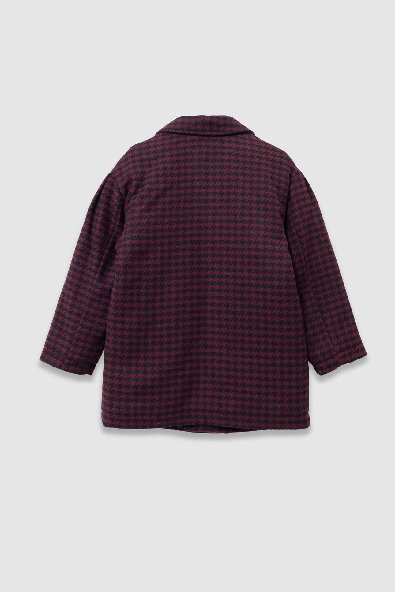 GIRLS’ BLACK CHECK COAT WITH HOODED FACING 2