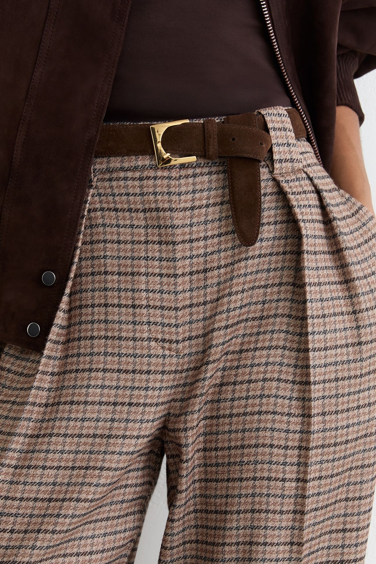 WIDE LEG CHECK TROUSER NEUTRAL CHECK 7