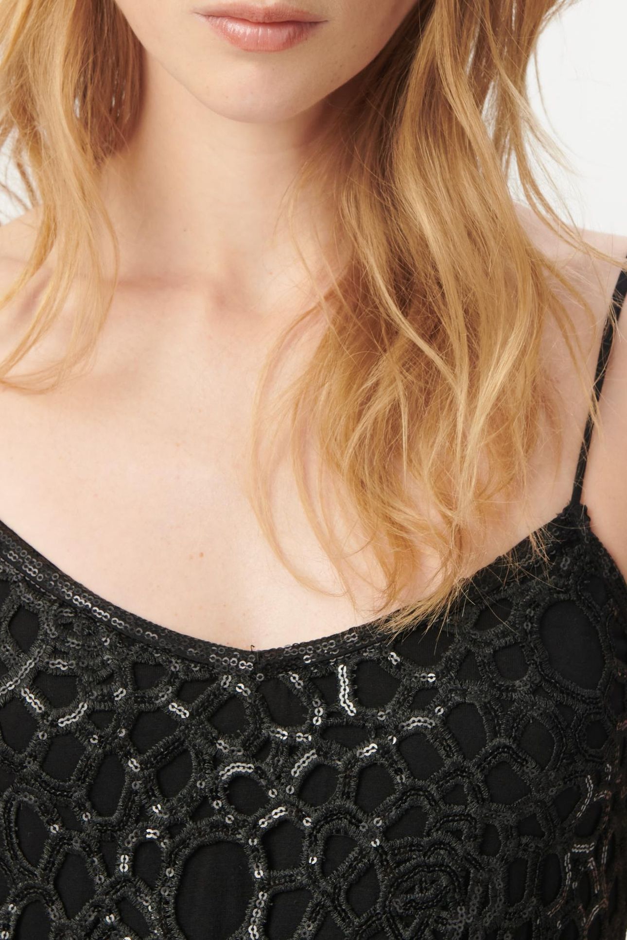 BLACK LACE SEQUIN-EMBROIDERED SHORT DRESS 5