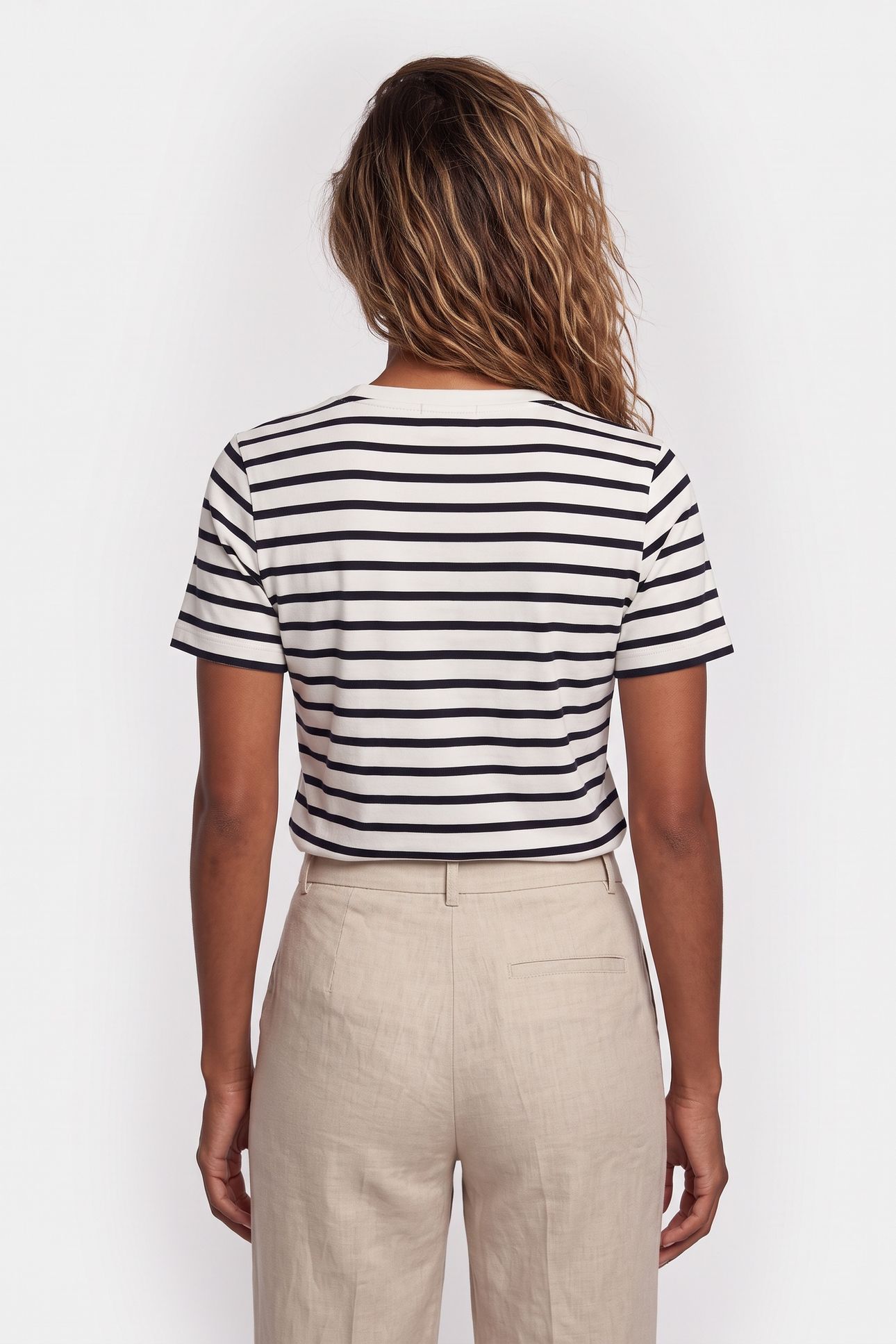 CODY SLIM V-NECK S/S TEE NOS BRETON ECRU/NAVY BLUE 2