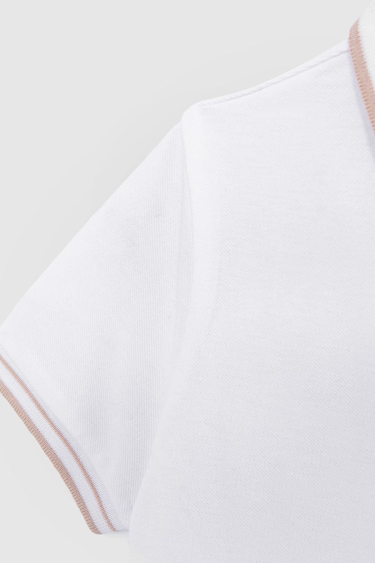 BOYS’ WHITE COTTON POLO SHIRT WITH STRIPED RIBBING 4