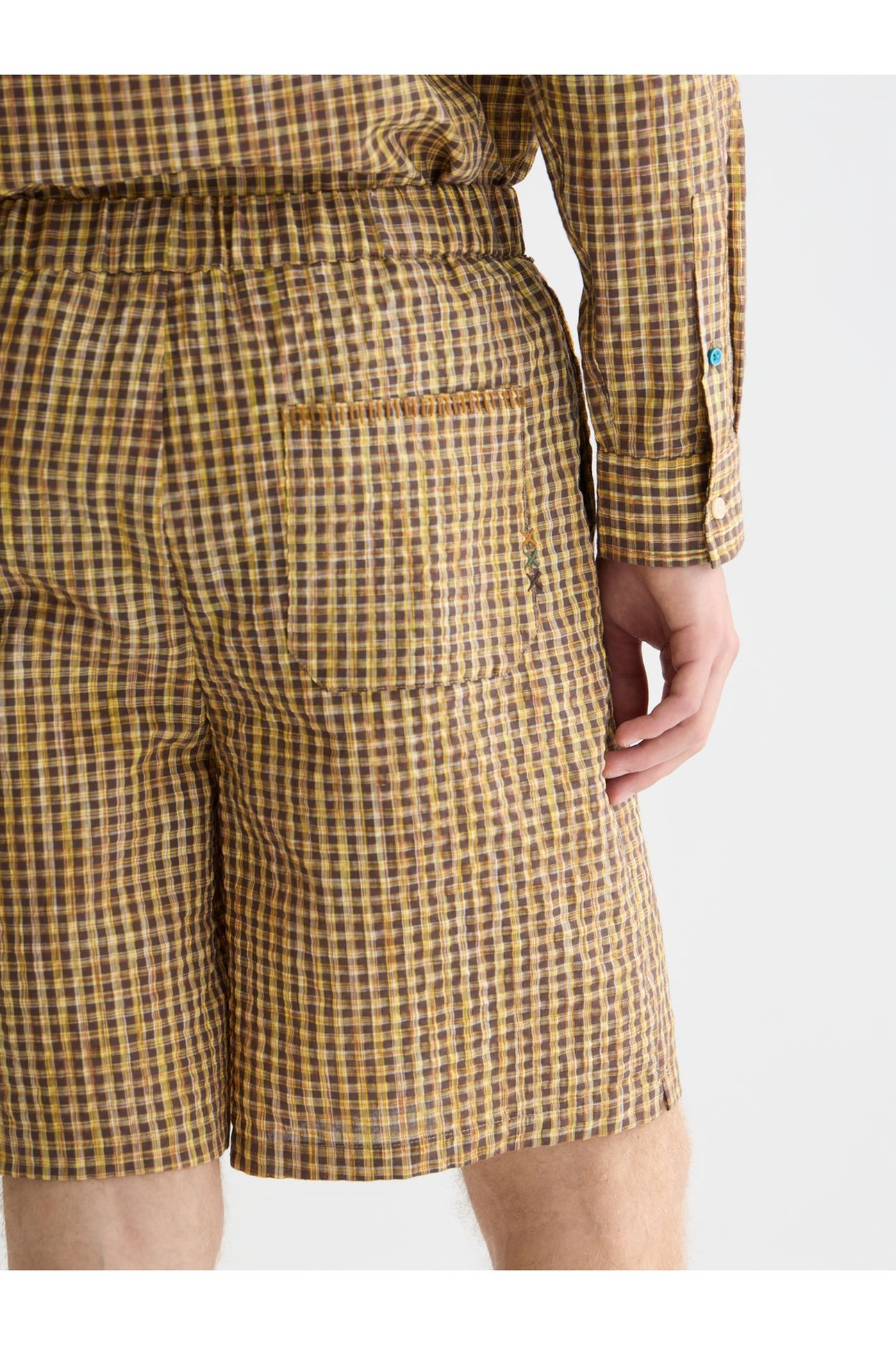 COTTON SEERSUCKER WIDEFIT BERMUDA SHORTS MEDIUM BROWN 6
