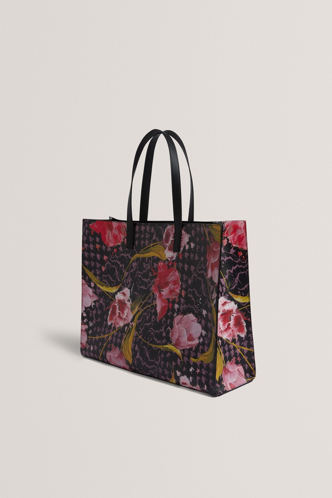 FLORAL PRINTED EXTRA LARGE ICON BAG BLACK 3