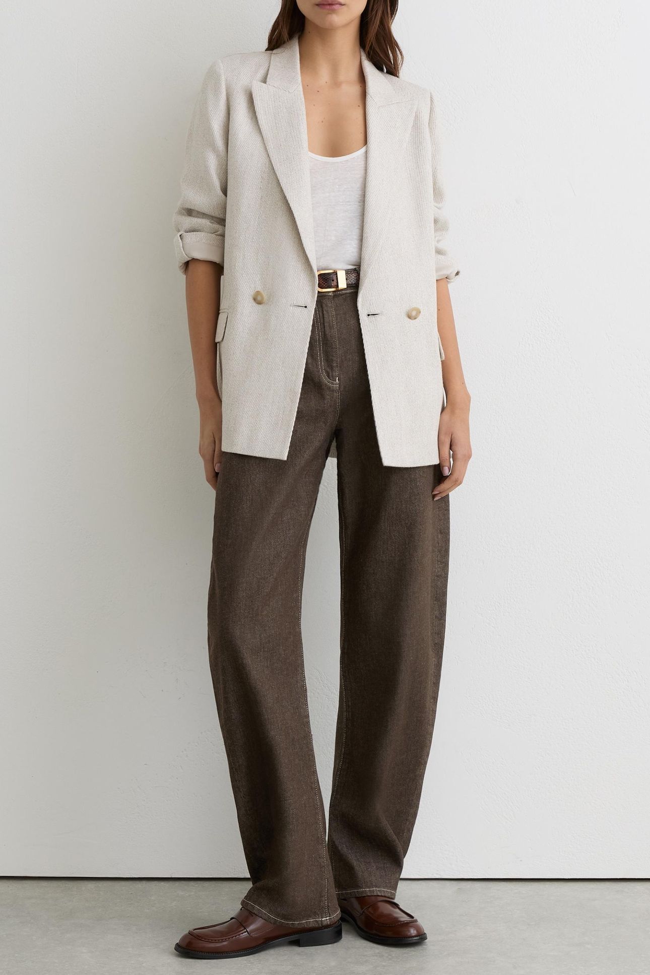 BARREL LEG JEAN BROWN 2