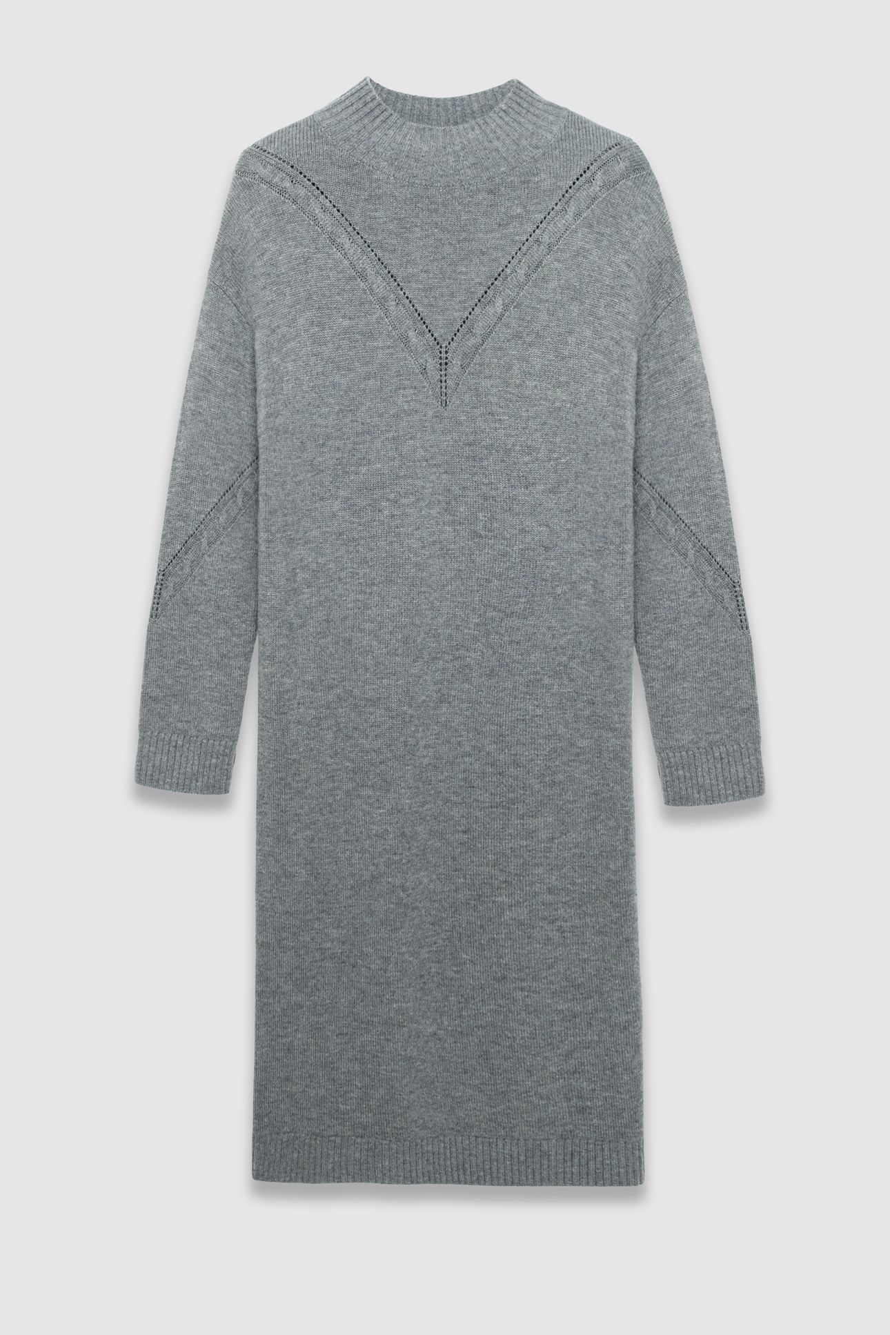 BEIGE SWEATER DRESS WITH PLACED CABLE KNIT 4