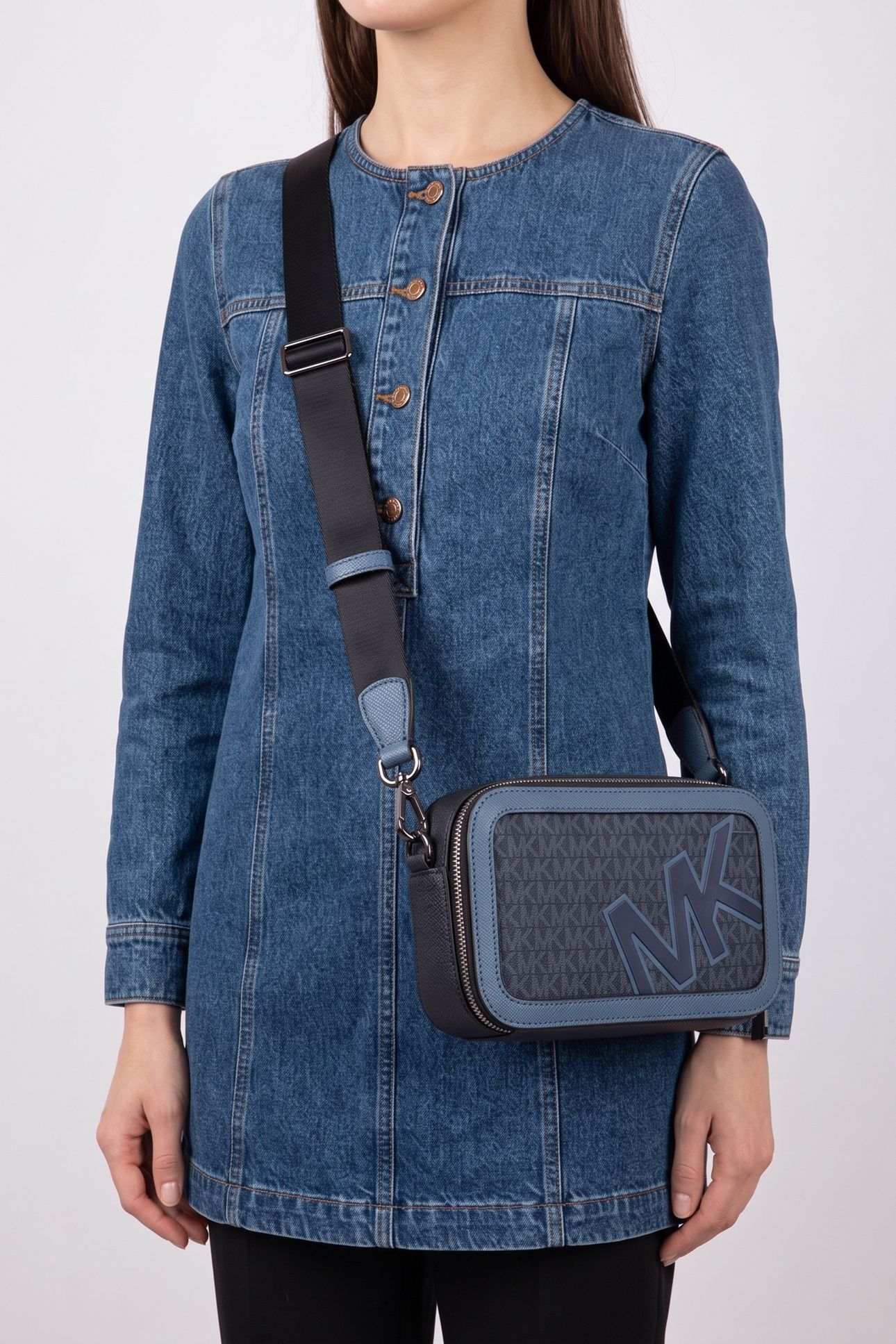 DOUBLE ZIP LONG CROSSBODY CORNFLOWER 3
