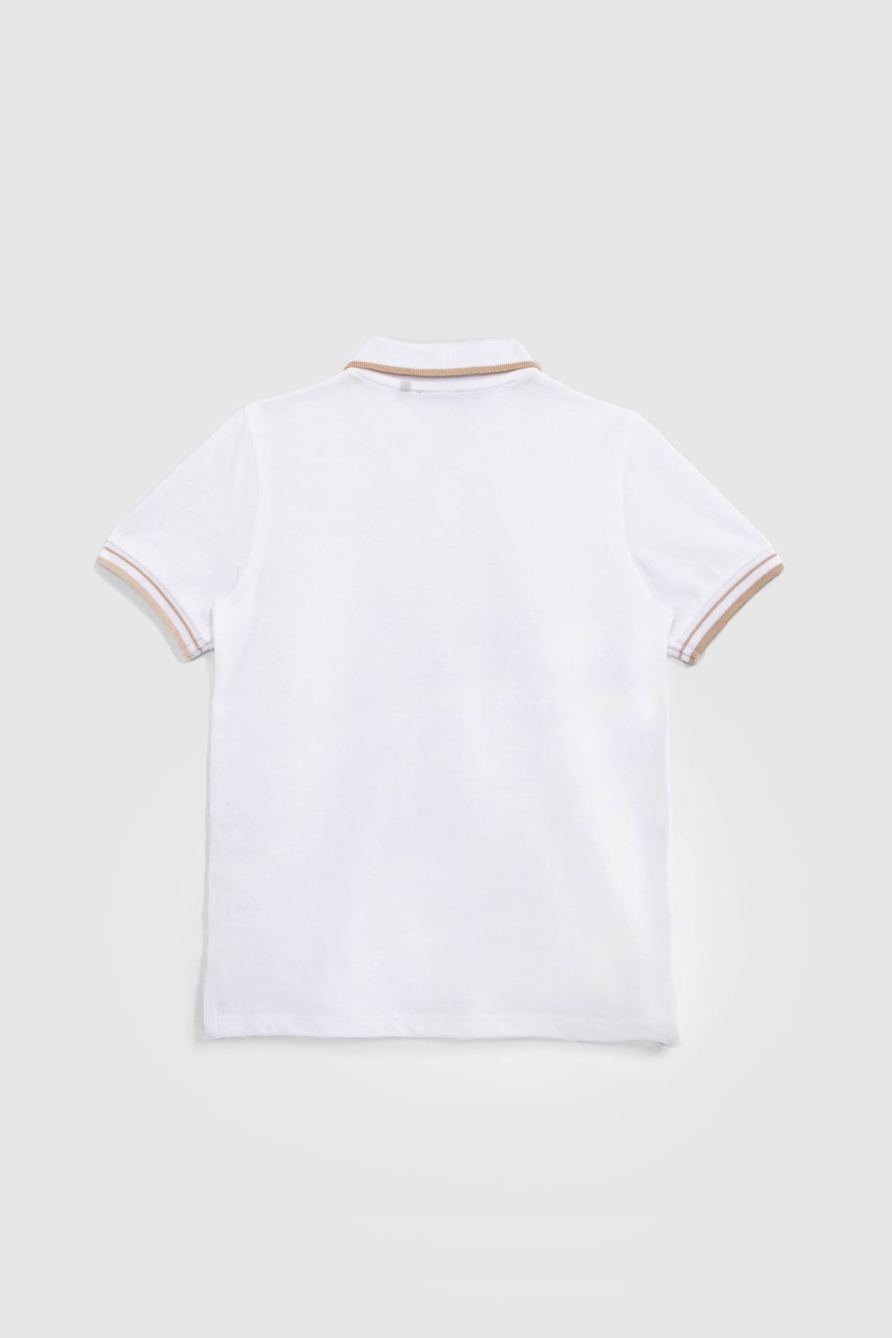 BOYS’ WHITE COTTON POLO SHIRT WITH STRIPED RIBBING 2