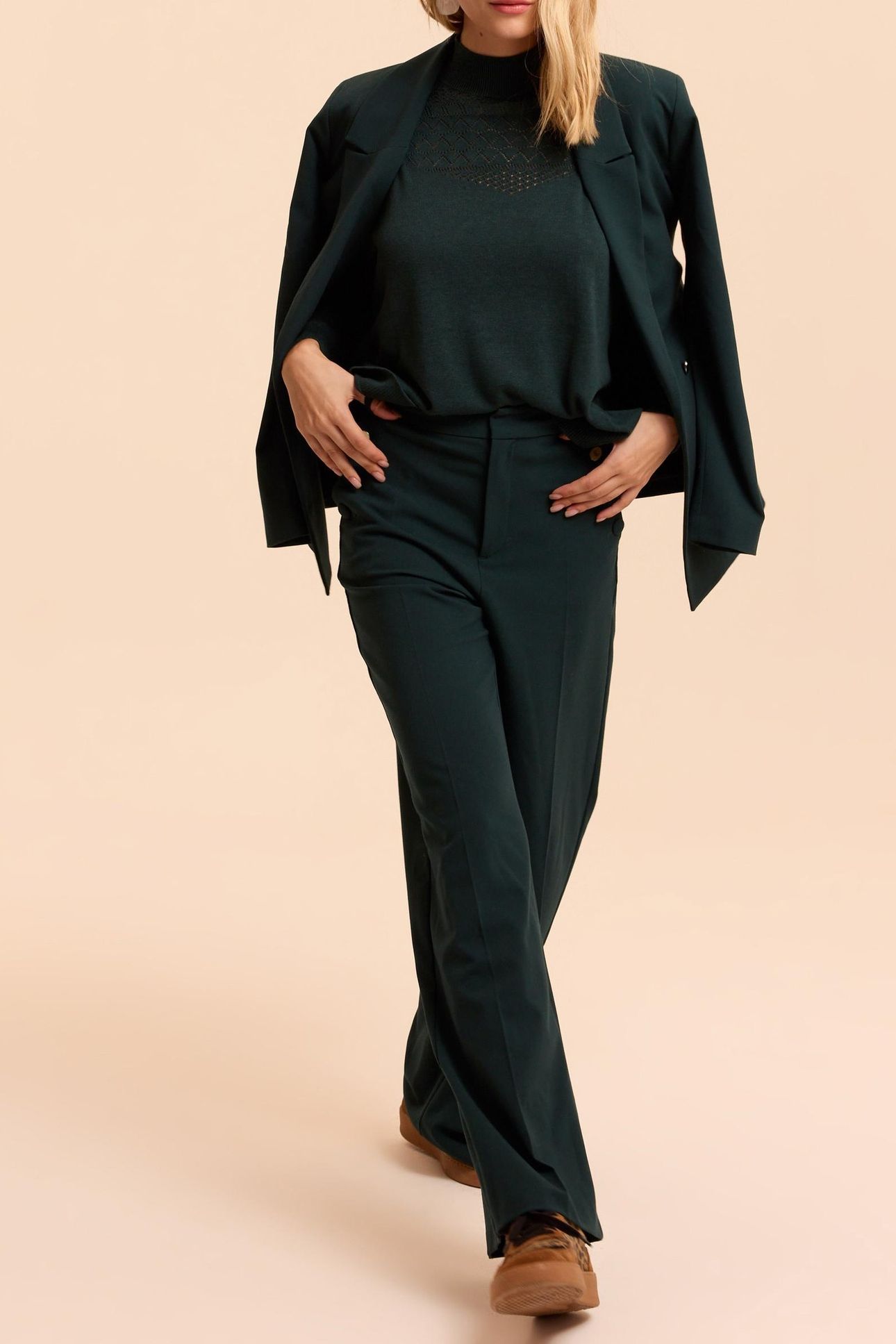 GREEN FINE OPENWORK STITCH KNIT CAPE SWEATER CECILE 3