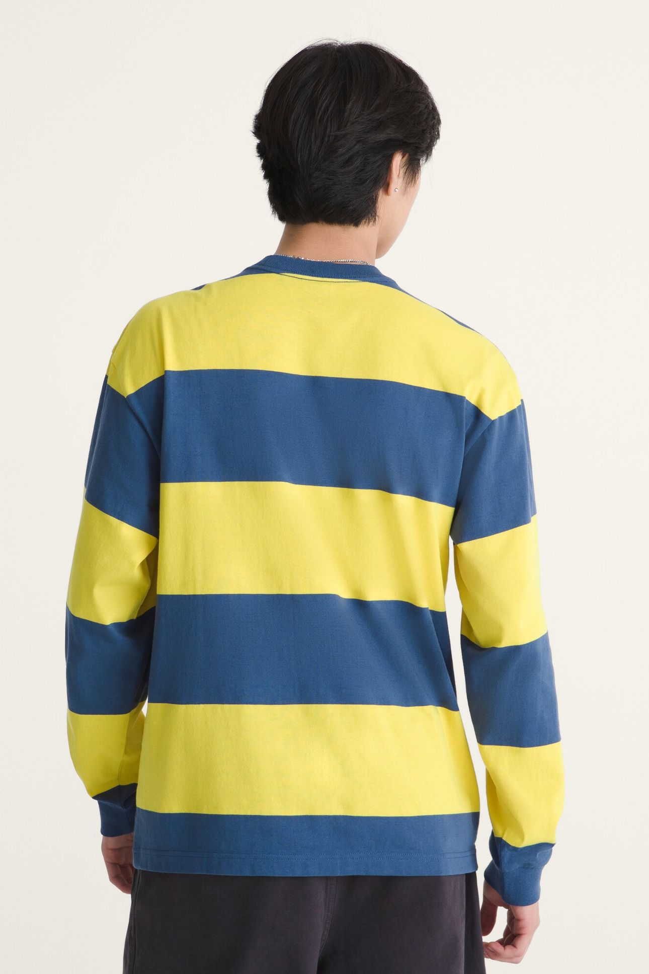 RUGBY STRIPE LS KNIT DUSTY GOLD 2