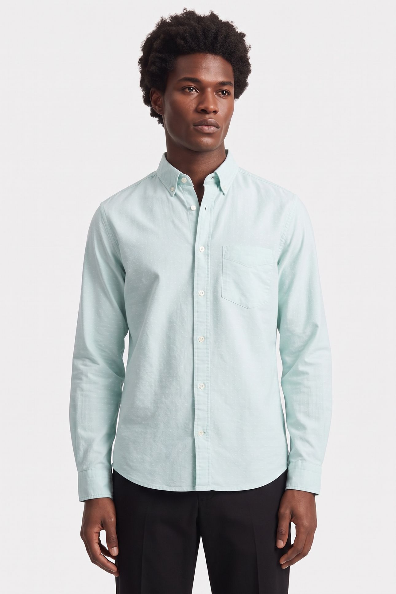 REG CLASSIC OXFORD DOBBY SHIRT TURQUOISE 1