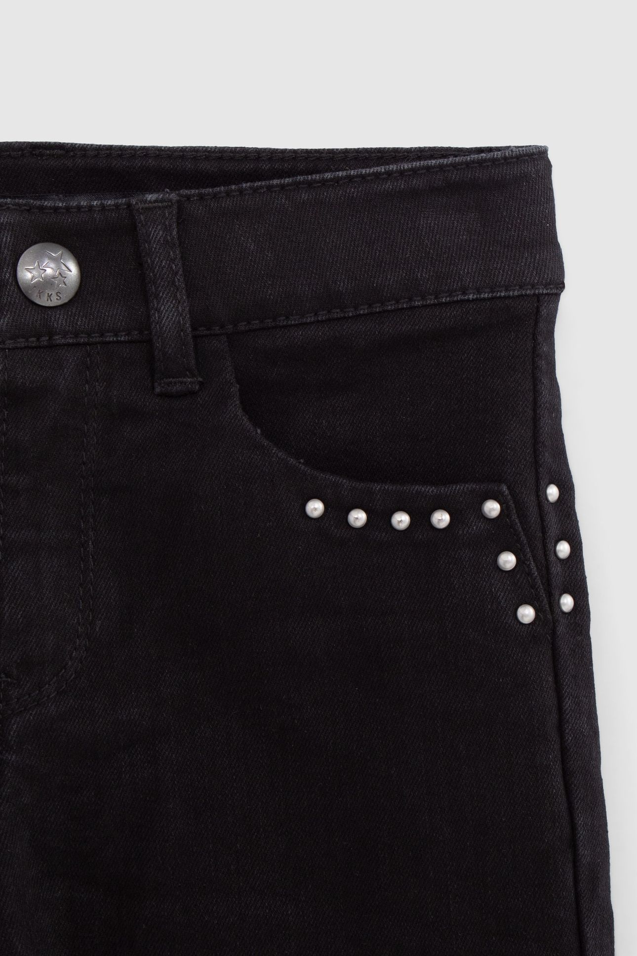 GIRL'S BLACK STUDDED STRAIGHT CARGO JEANS 5