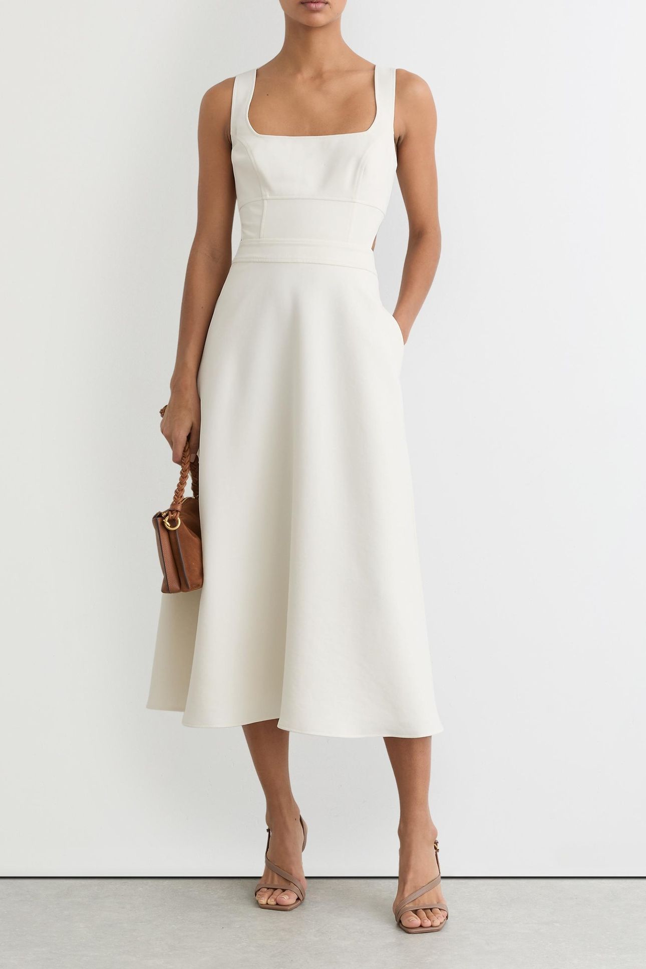 WAISTED MIDI DRESS IVORY 2