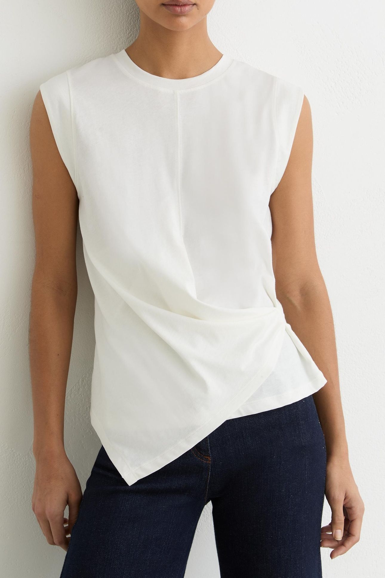 DRAPE CREW NECK T-SHIRT WHITE 1